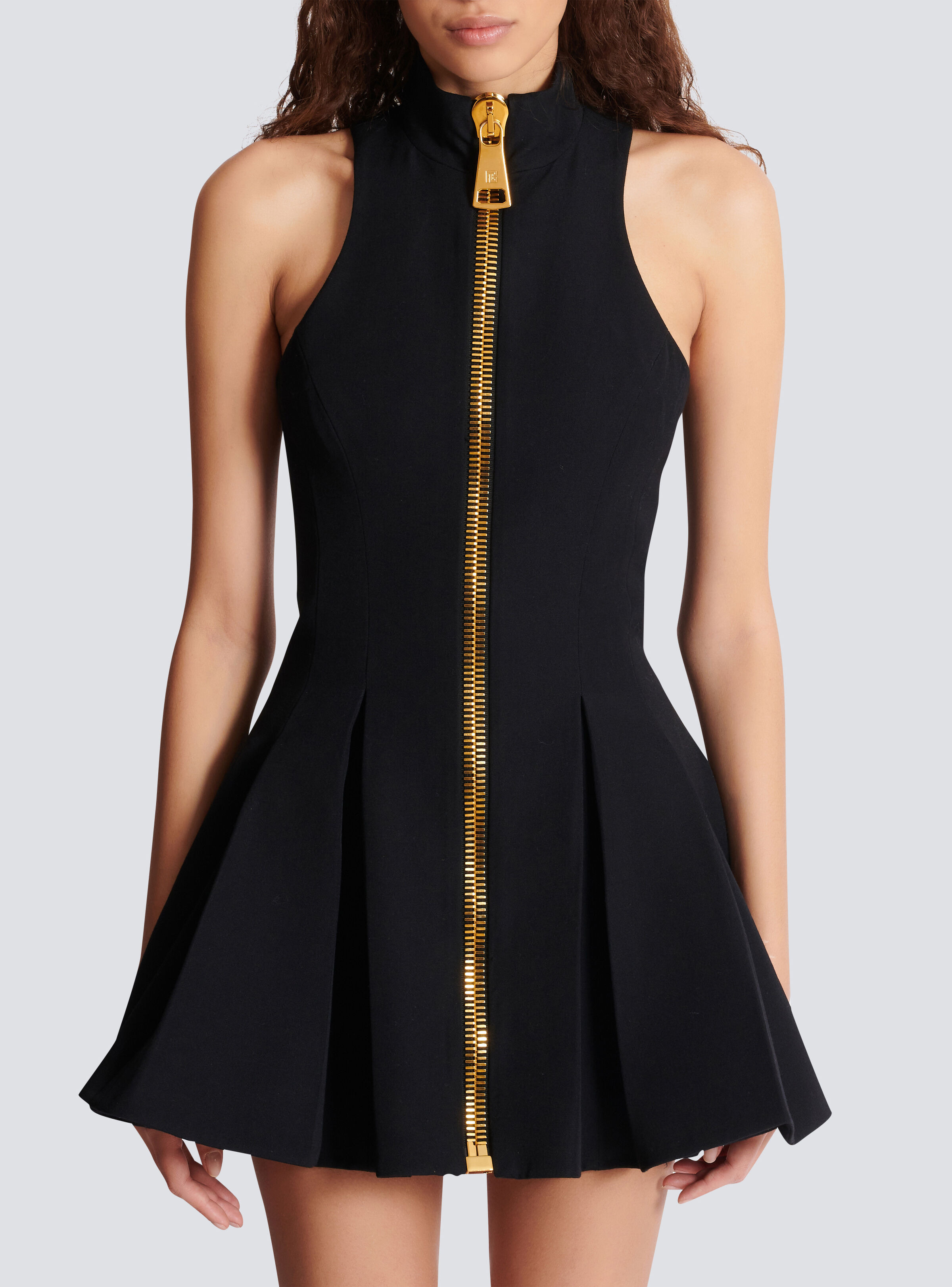 Short halterneck dress in grain de poudre wool - 5