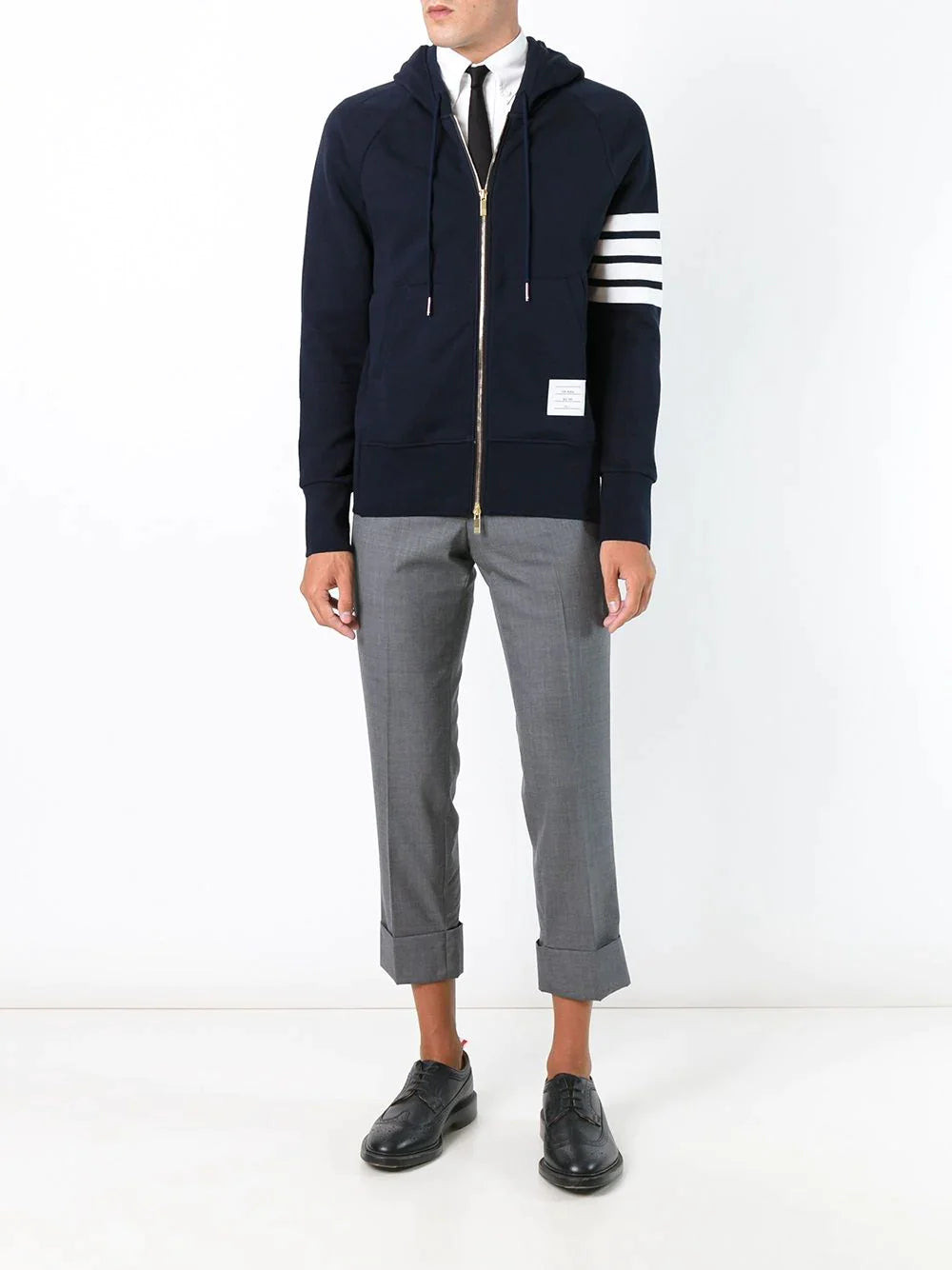 Classic Full Zip Hoodie With Elastic - 2