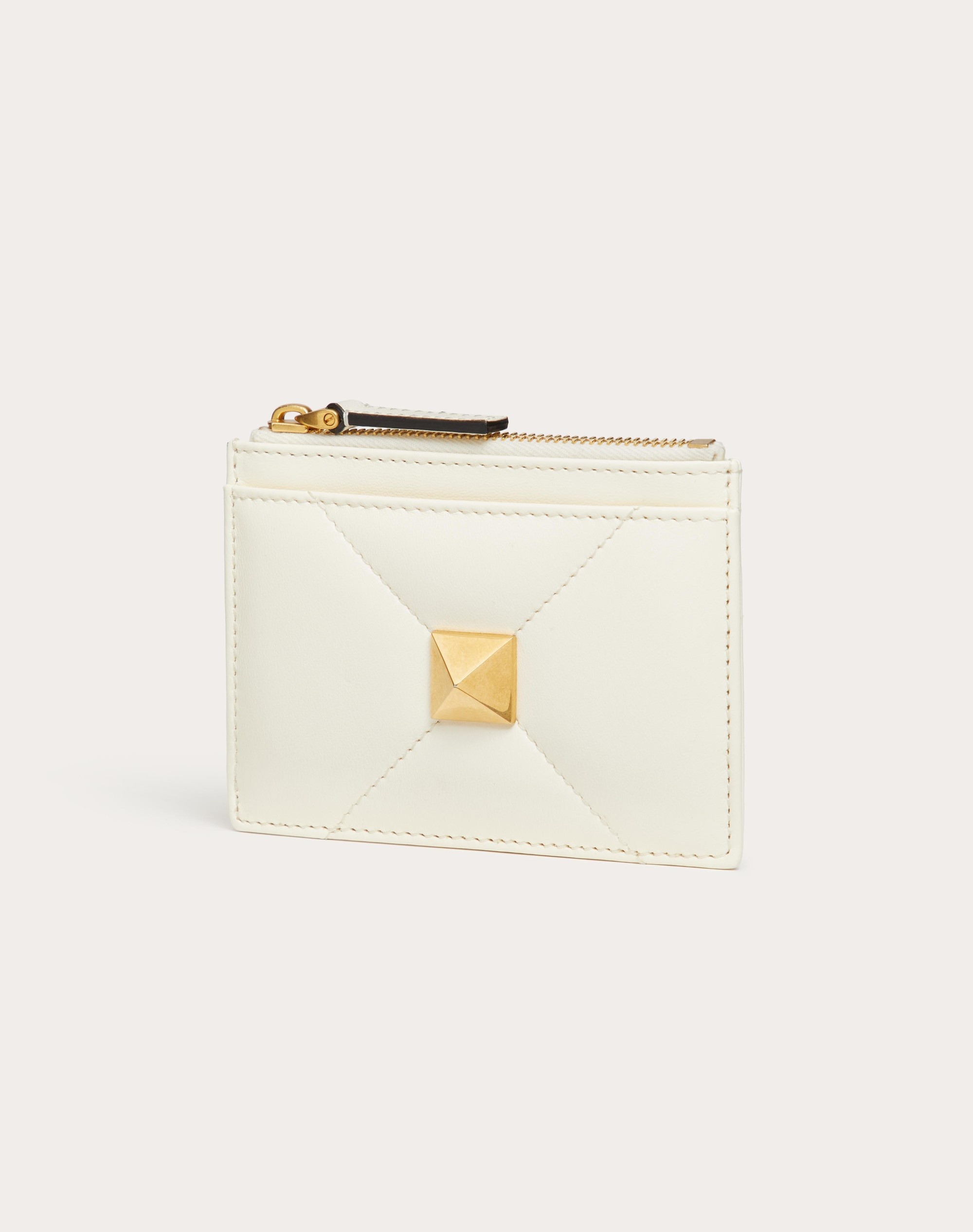 ROMAN STUD NAPPA LEATHER COIN PURSE WITH ZIPPER - 4