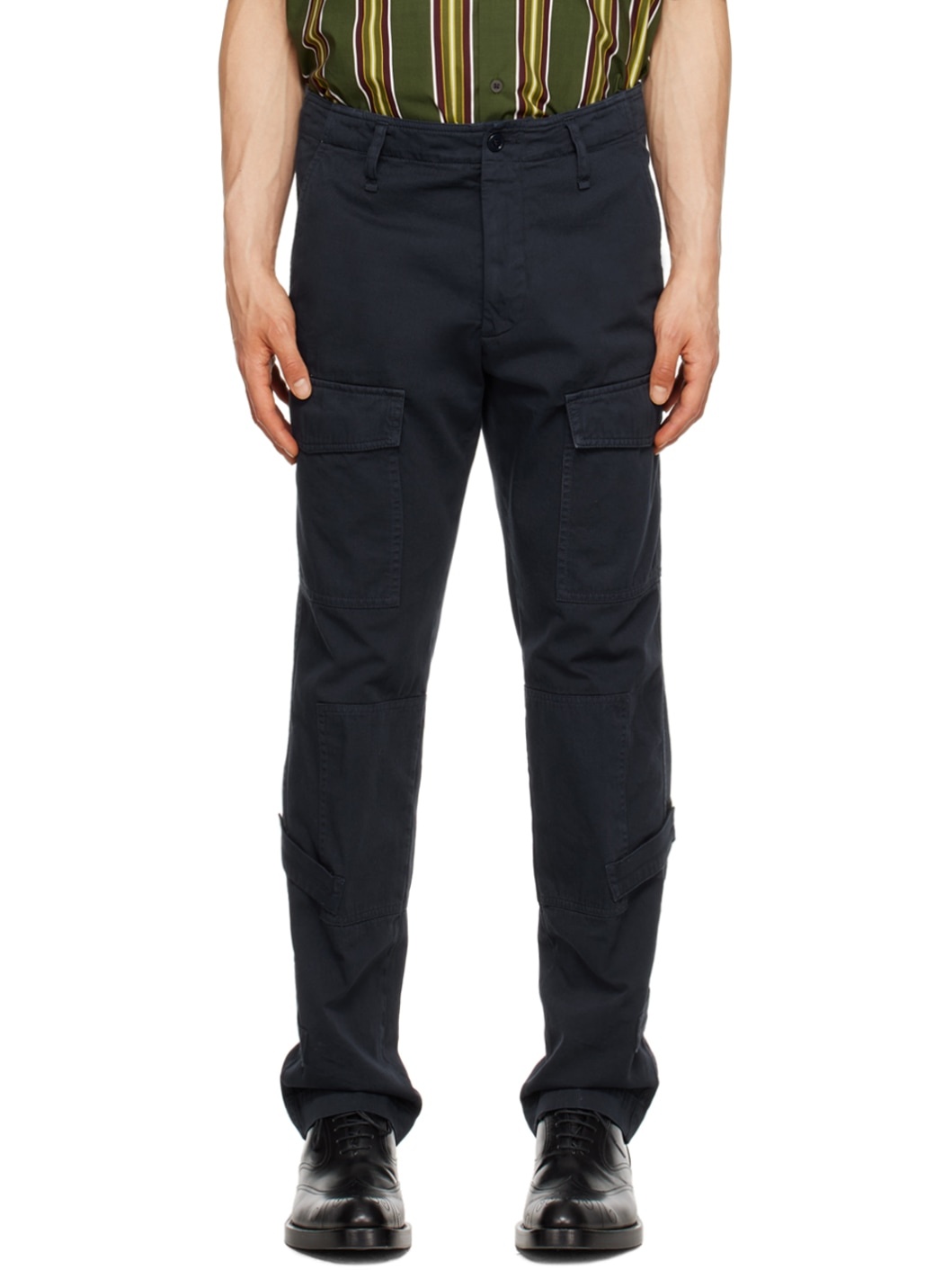 Navy Velcro Tab Cargo Pants - 1