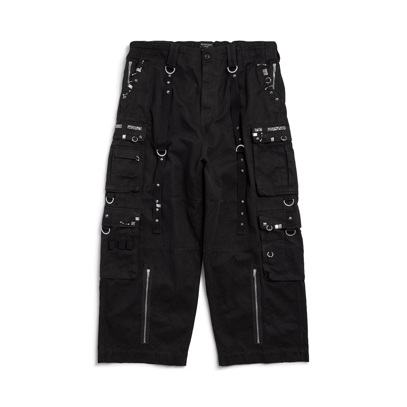 Men's Studded Cargo Pants in Black 1