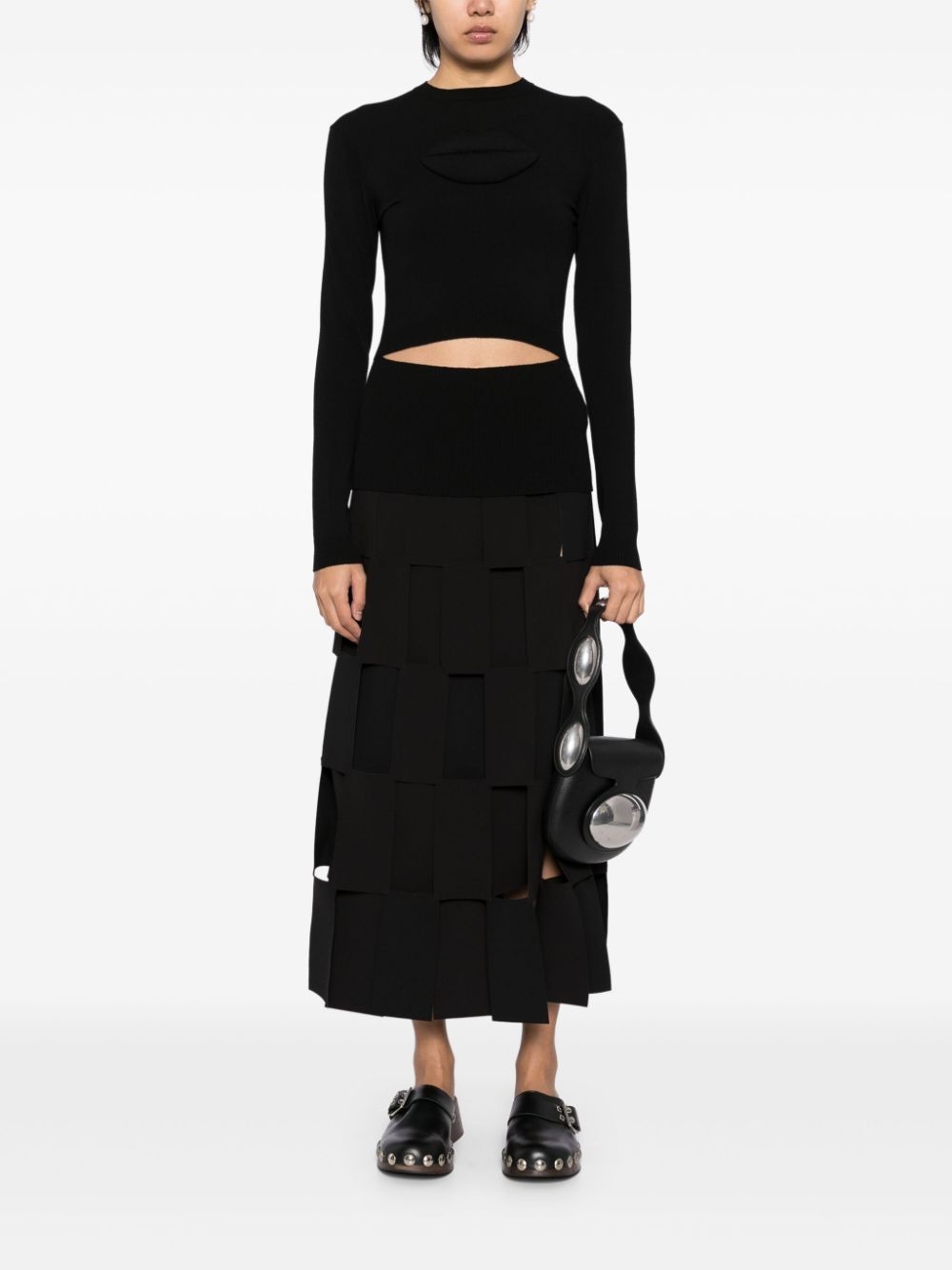 lip-appliqué knitted top - 2