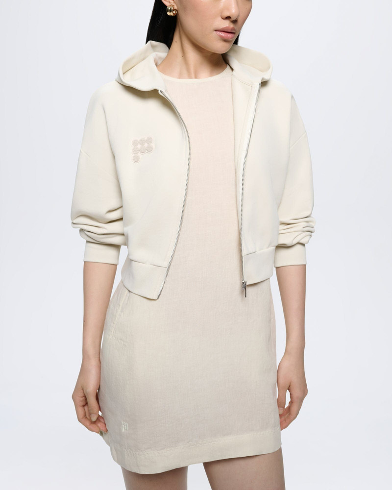 PANGAIA Womens Cropped Zip Up Hoodie - Bone White outlook