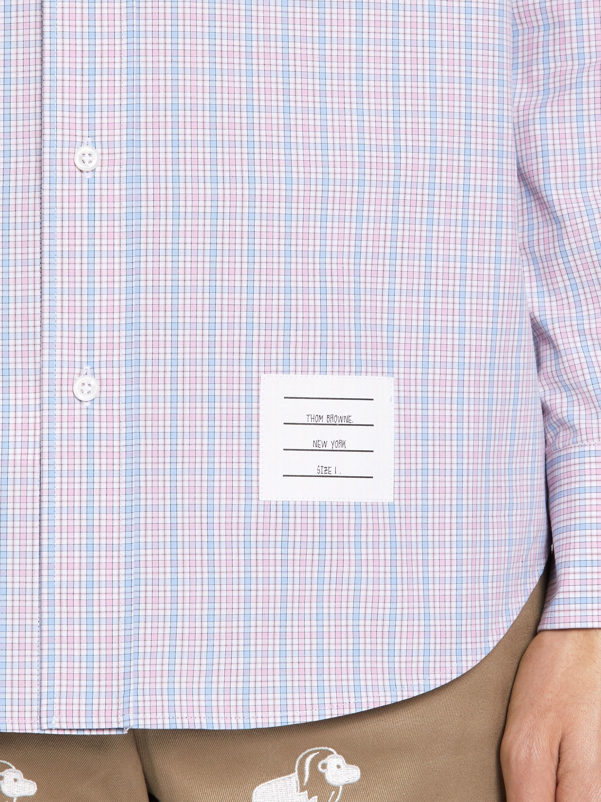 Tricolor Check Cotton Poplin Straight Fit Long Sleeve Shirt - 6