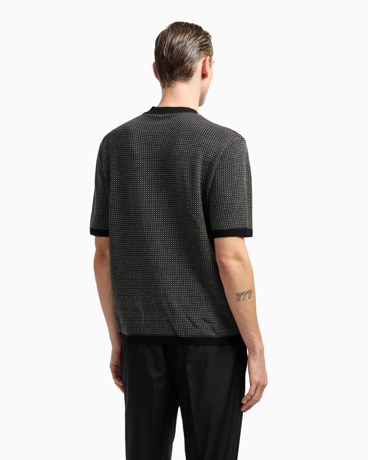 VIRGIN-WOOL JUMPER WITH TWO-TONE JACQUARD MICRO MOTIF - 3