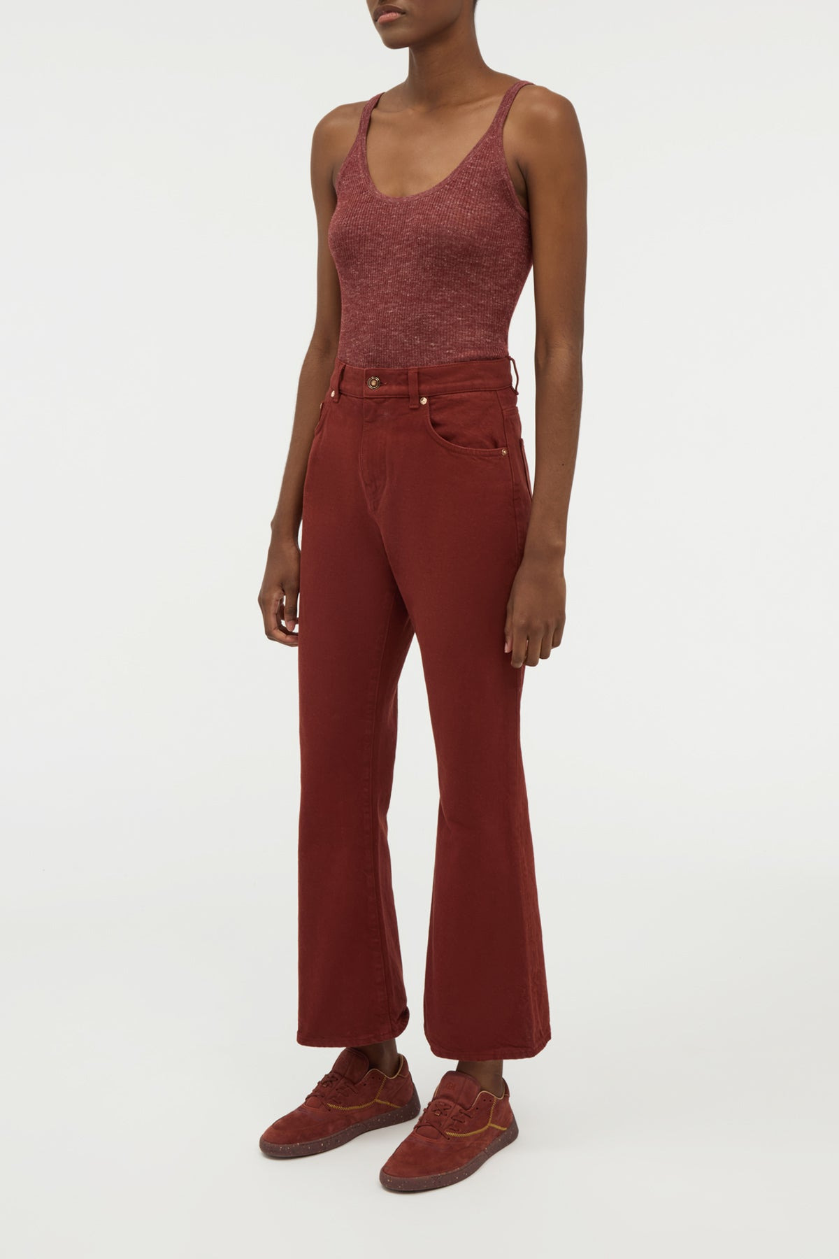 Cinxia Knit Tank Top in Burnt Sienna Cashmere Silk with Hemp - 4