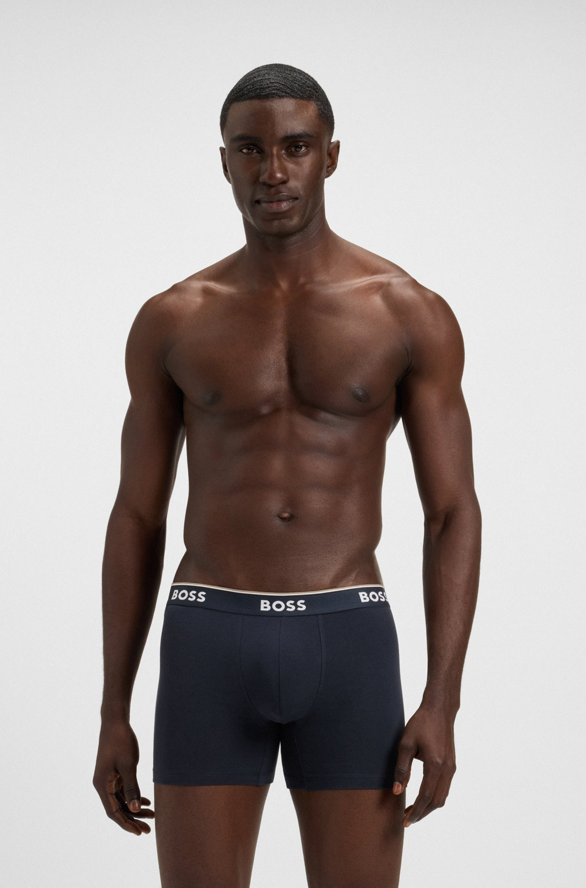THREE-PACK OF STRETCH-COTTON BOXER BRIEFS WITH LOGOS - 3