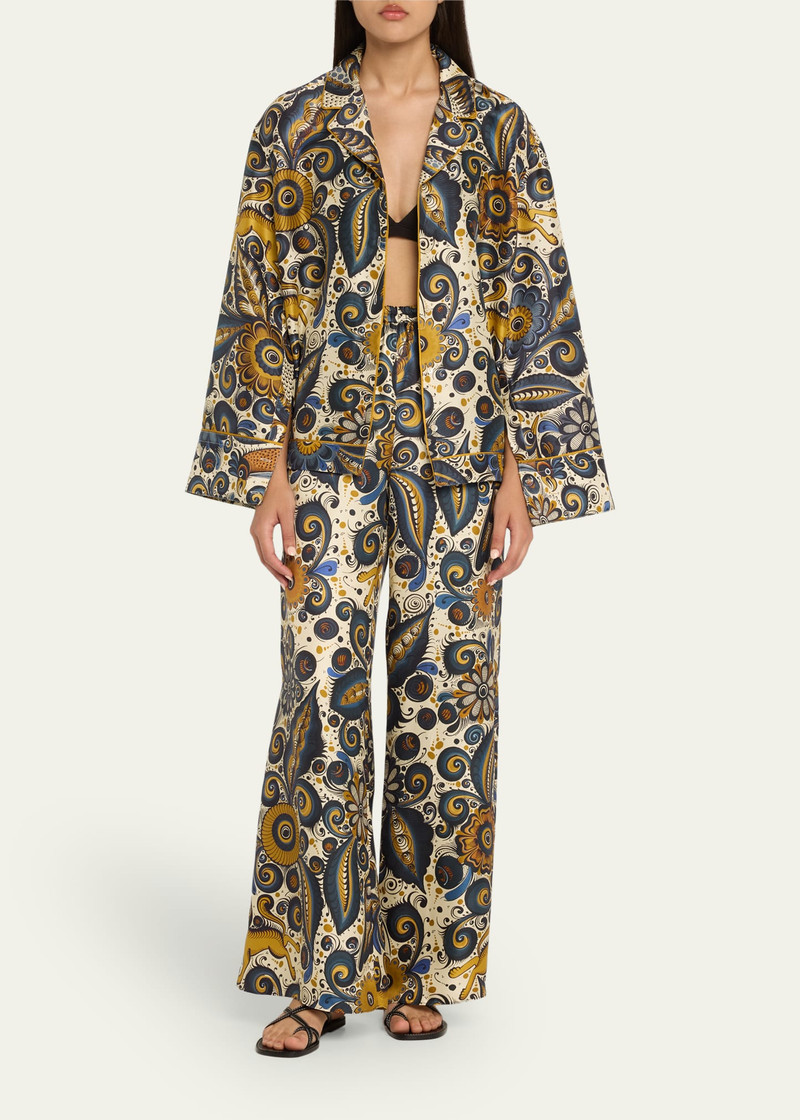 HEIRLOME Alvarez Nogal Silk Wide-Leg Pull-On Trousers outlook
