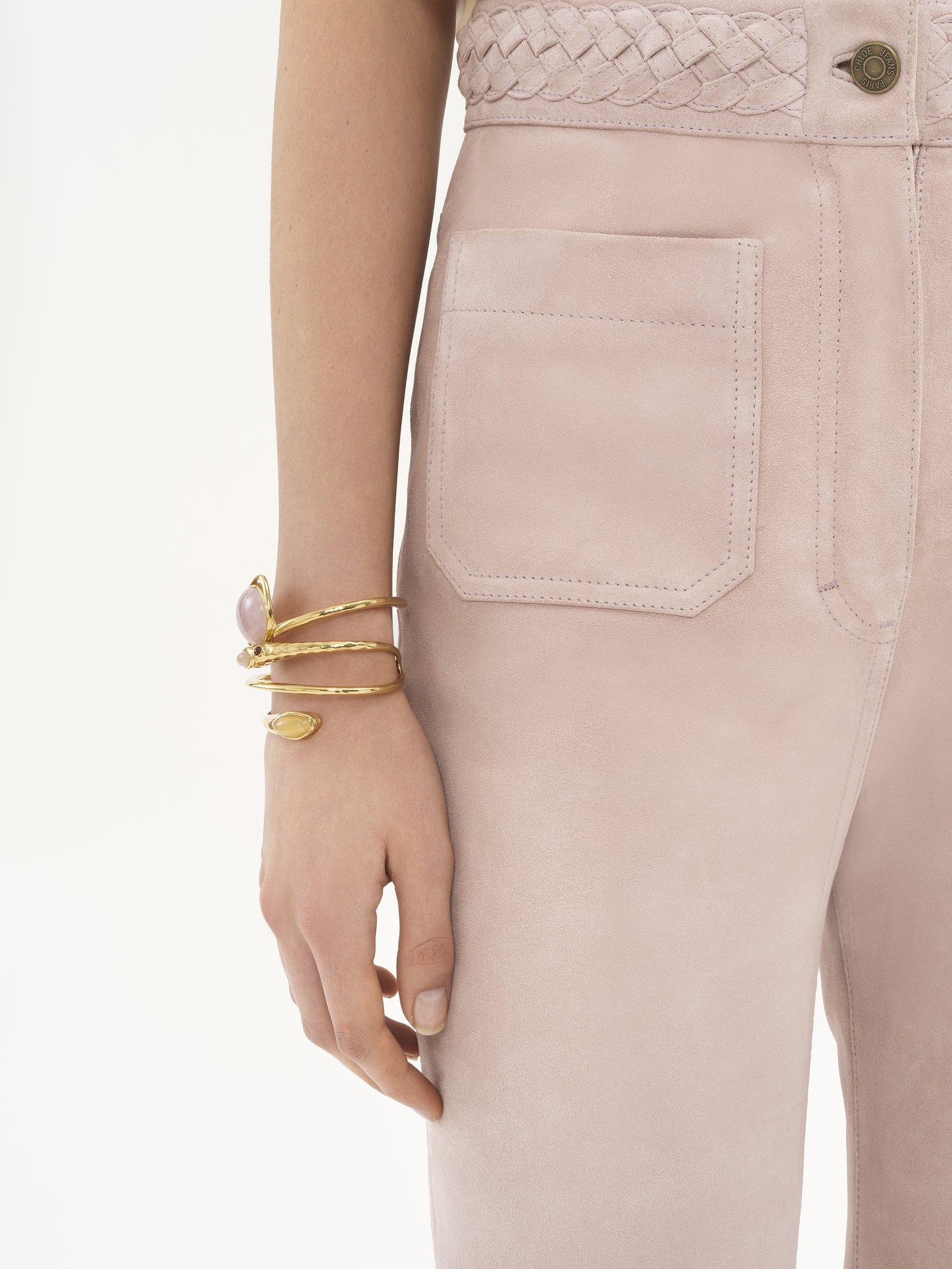 HIGH-RISE FLARED PANTS IN SUEDE - 6