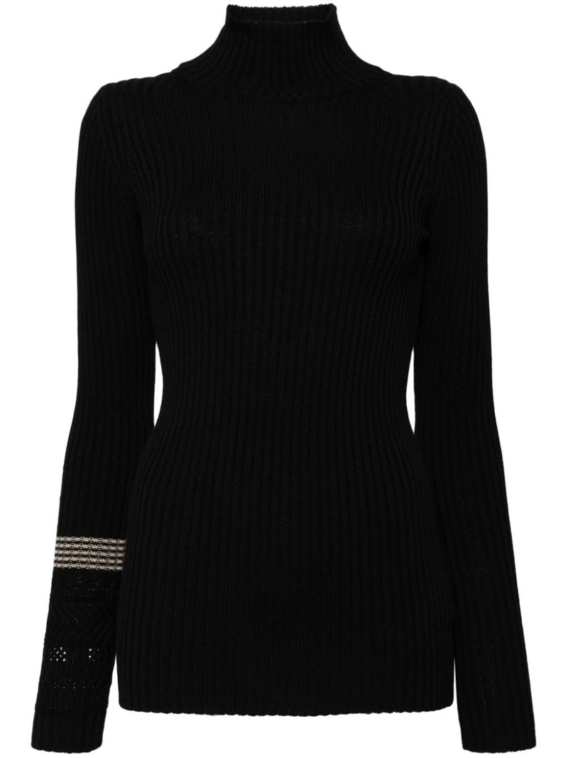 high-neck ribbed-knit top 1