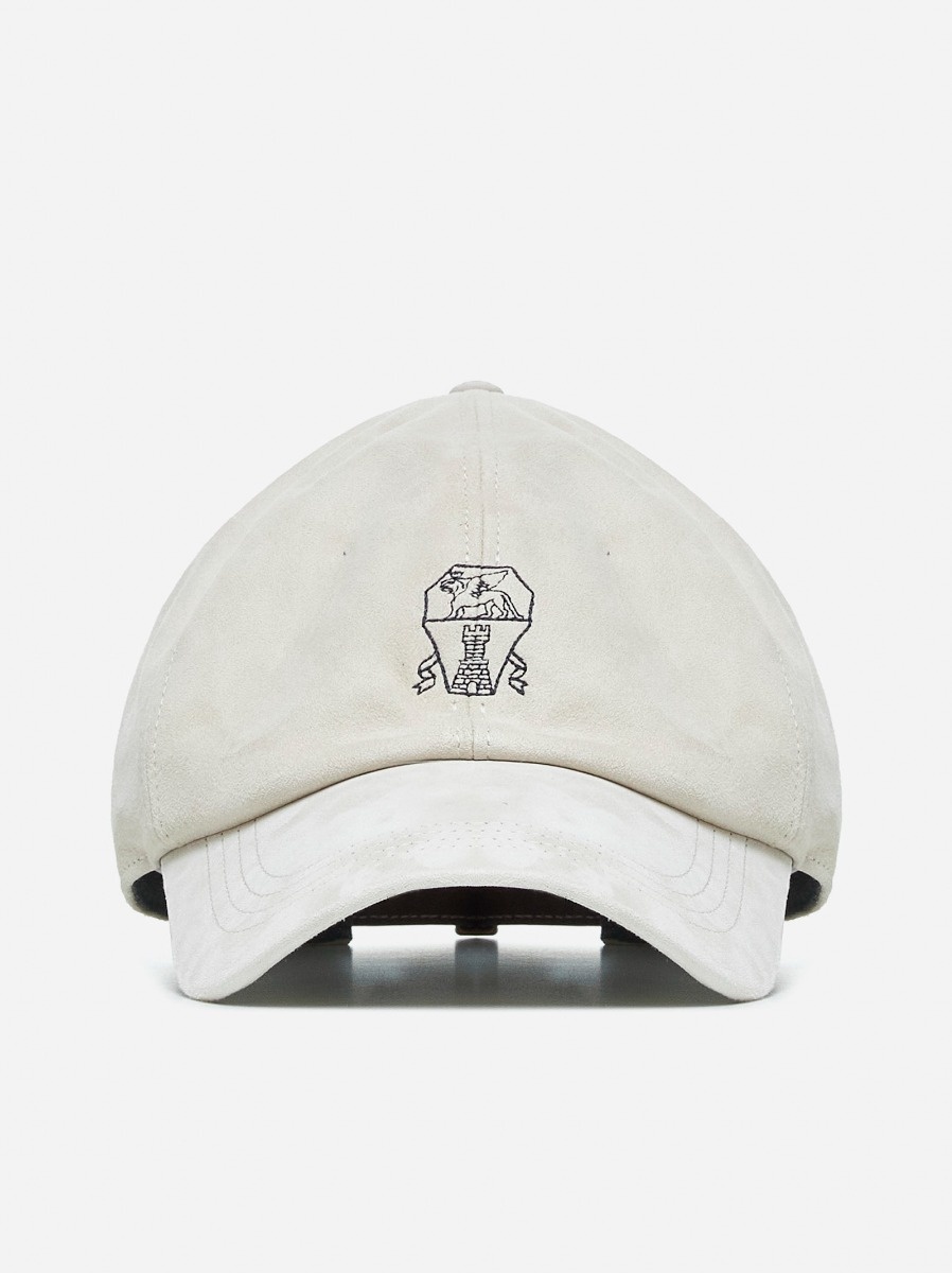 Brunello Cucinelli Logo suede baseball cap danielloboutique