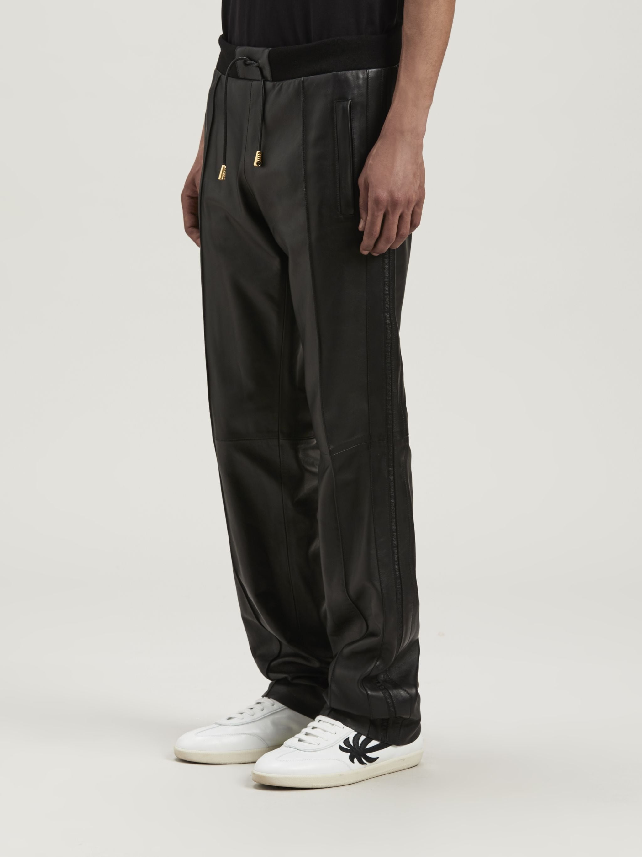 LEATHER TRACK PANTS - 4