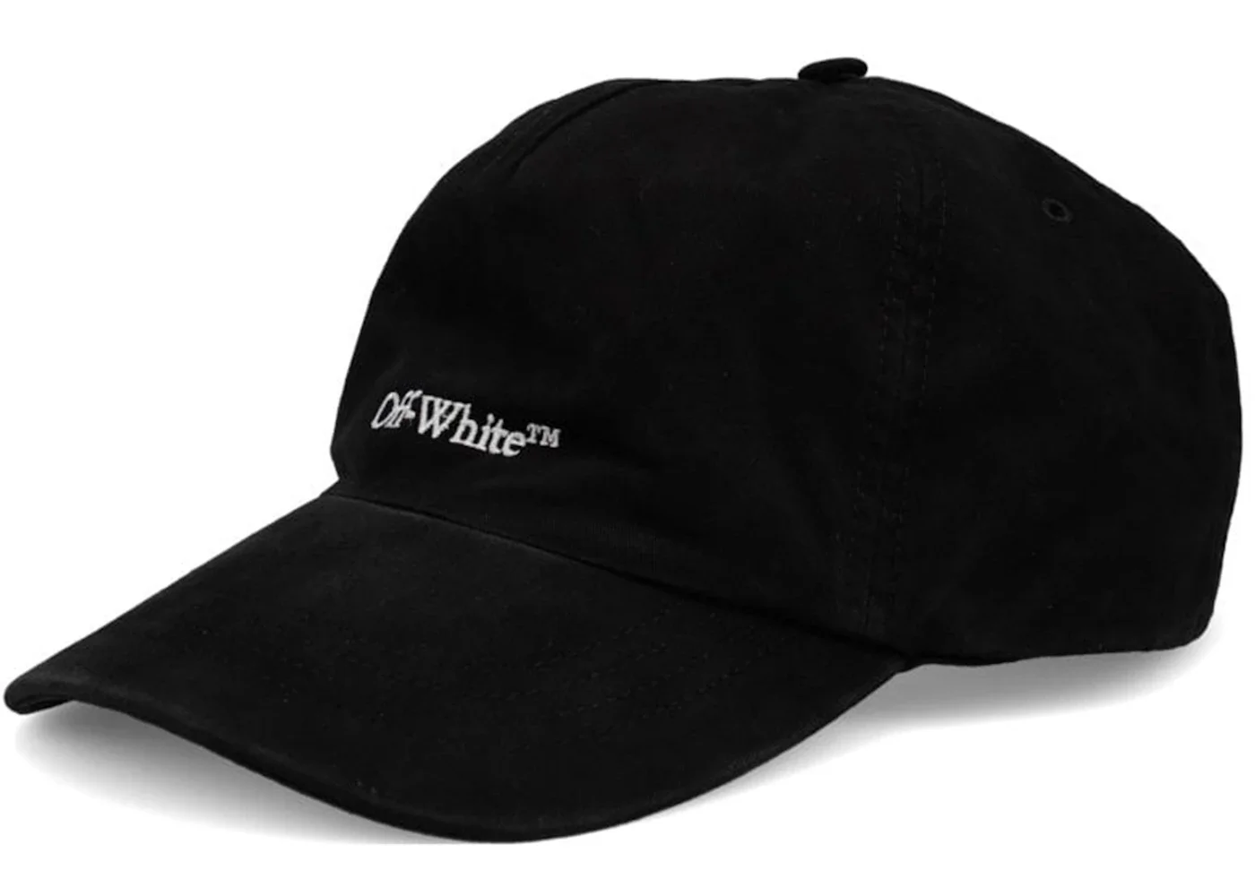 OFF-WHITE Bookish Logo Embroidered OBaseball Velcro Strapback Cap Black/White - 1