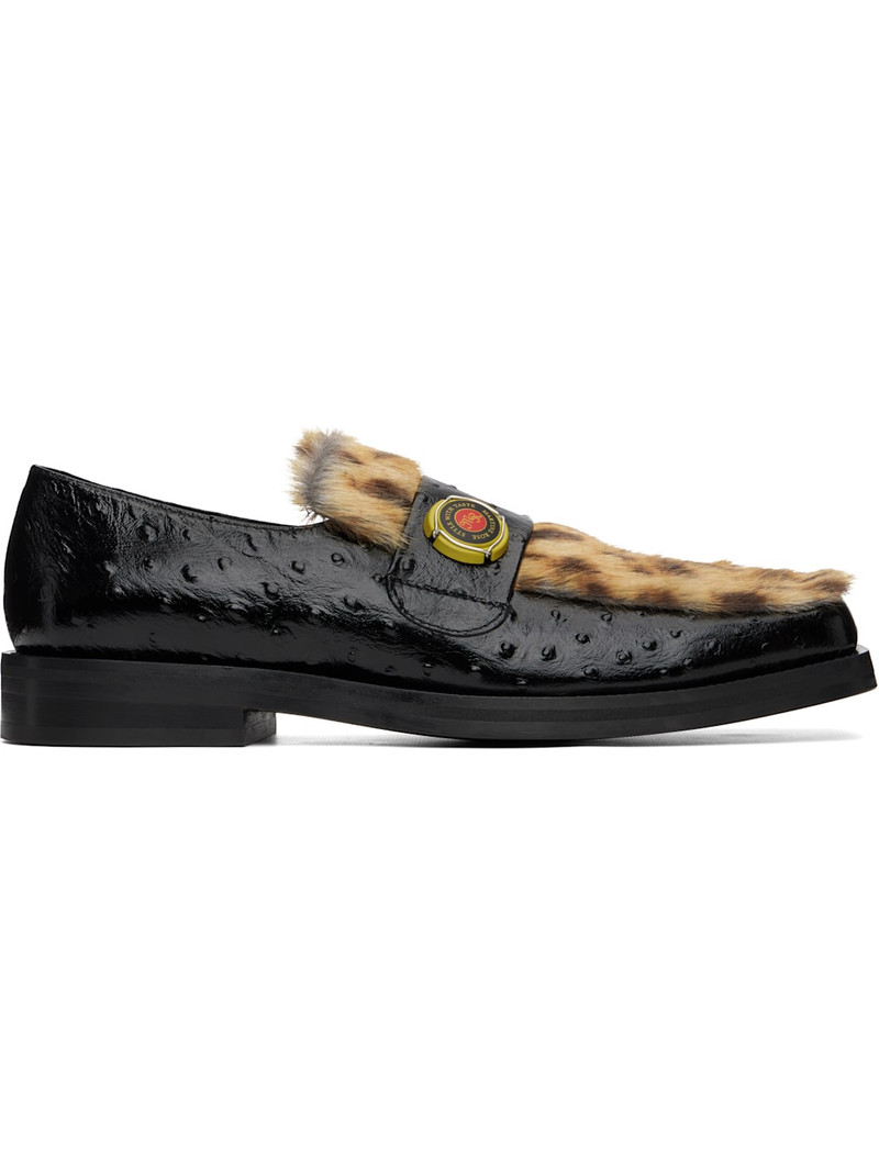 Black Champagne Cap Square Toe Loafers 1