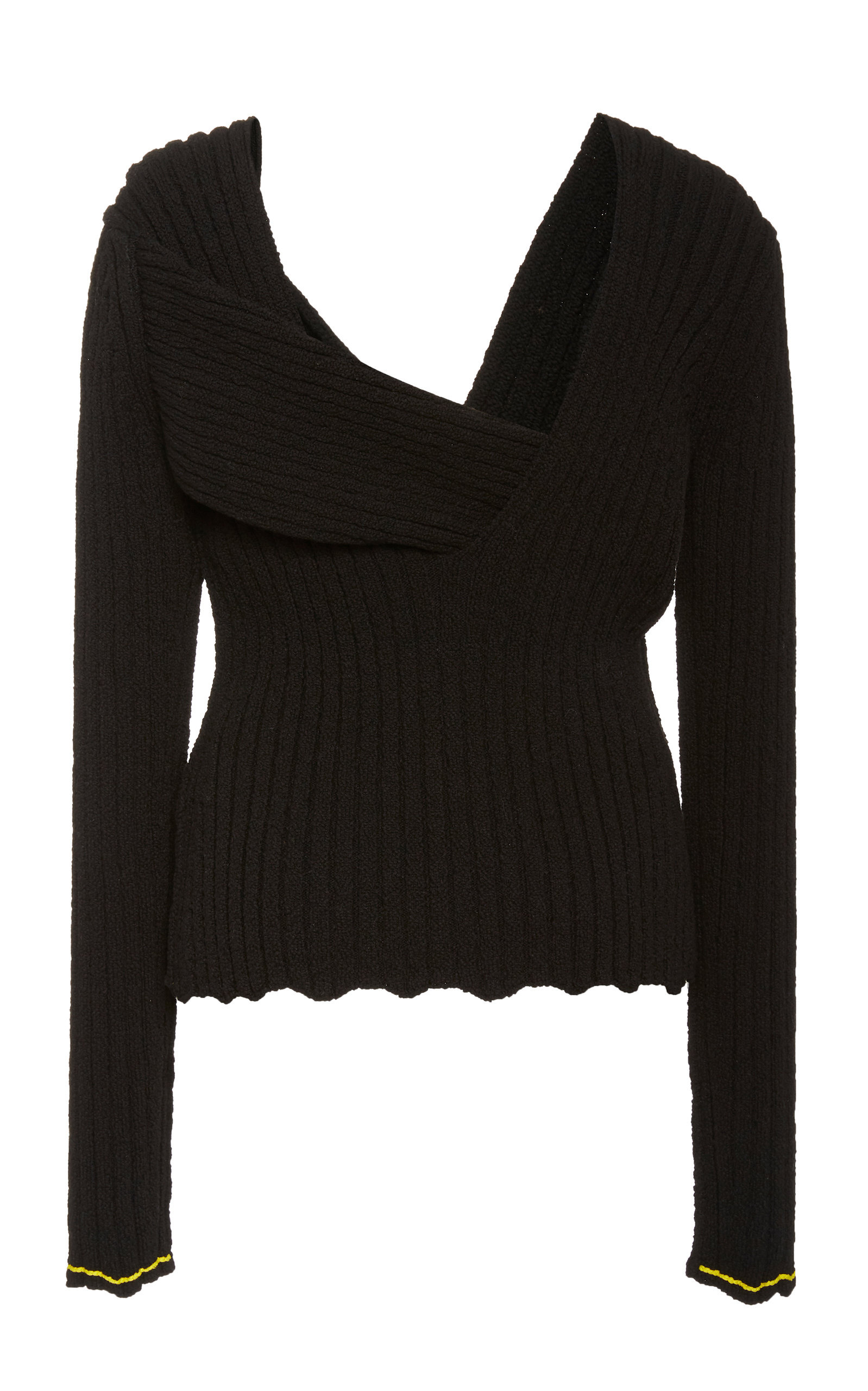 Square-Neck Boucle Shirt black - 3