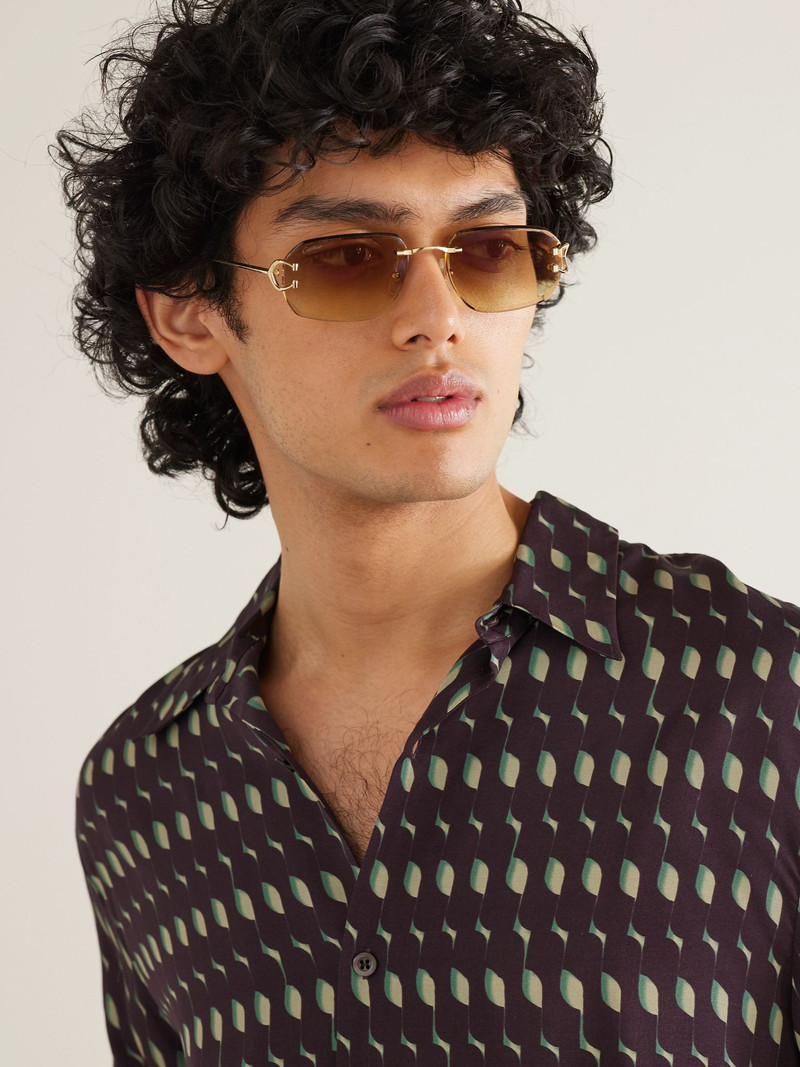 Cartier Signature C Rimless Rectangular-Frame Gold-Tone Sunglasses Gold outlook
