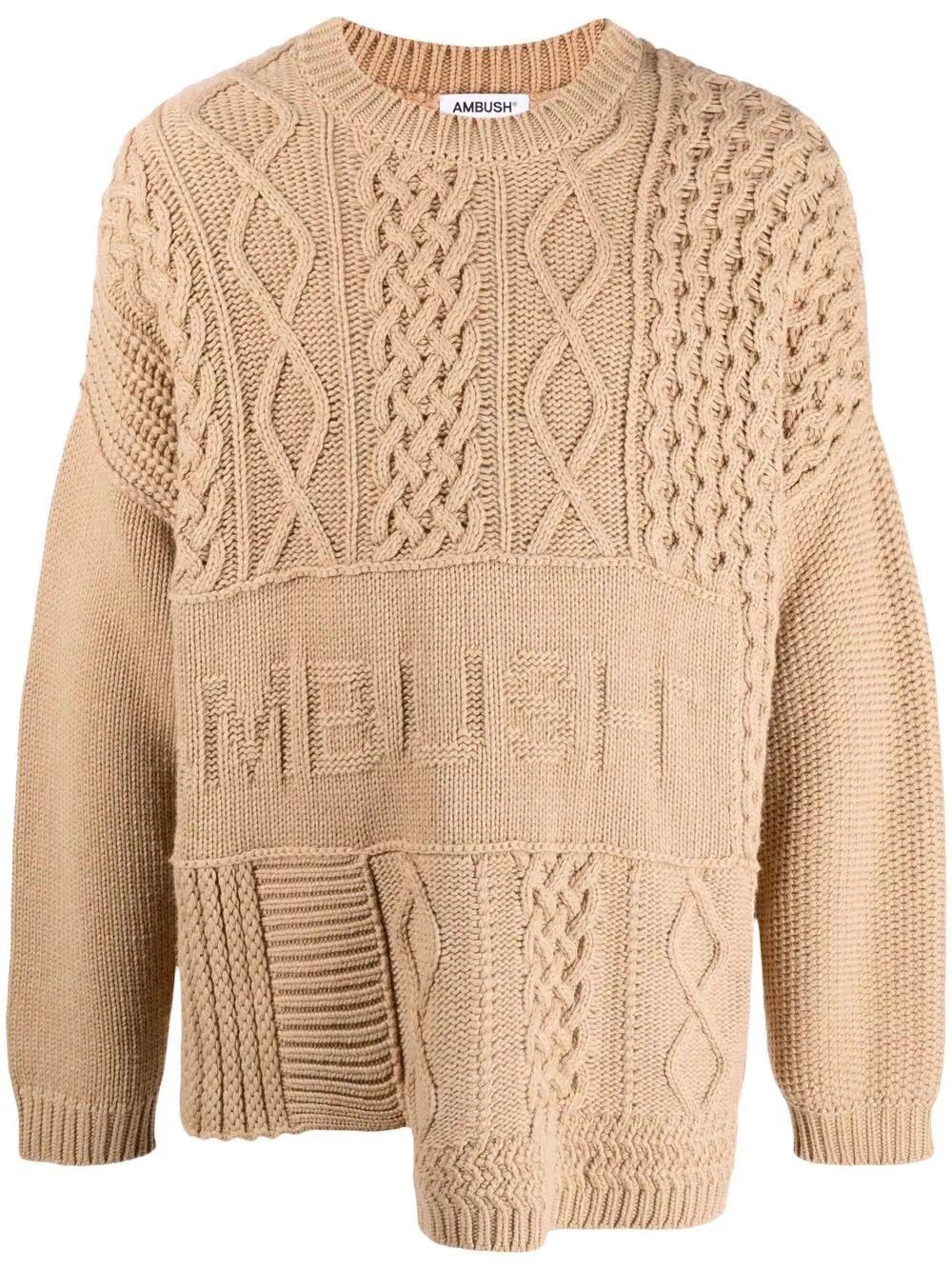 patchwork cable-knit jumper - 1