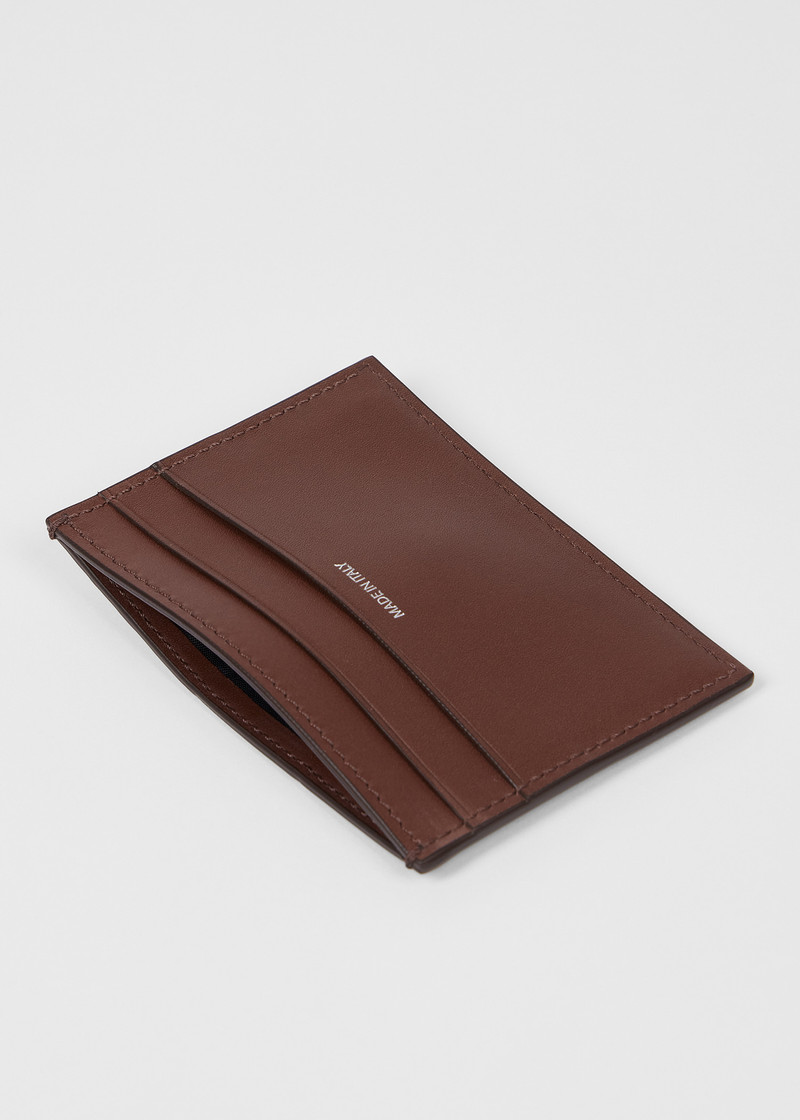 Dark Red Panel Leather Card Holder 3