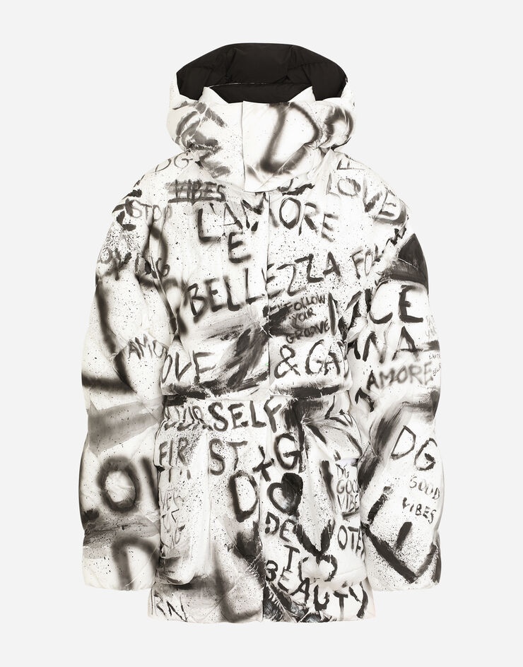 Nylon down jacket with DG graffiti print - 3