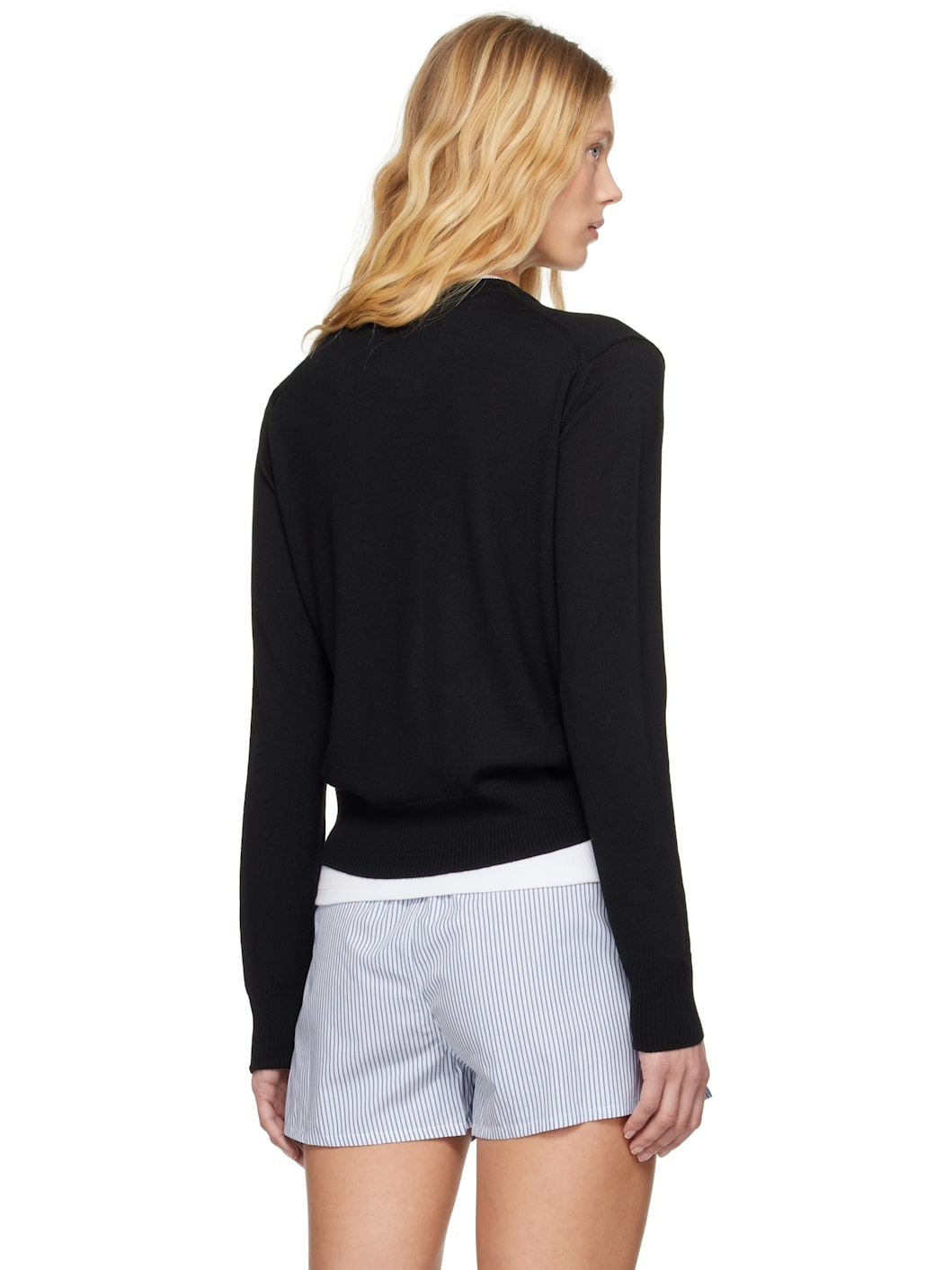 Black Wool Ami de Coeur Cardigan - 3