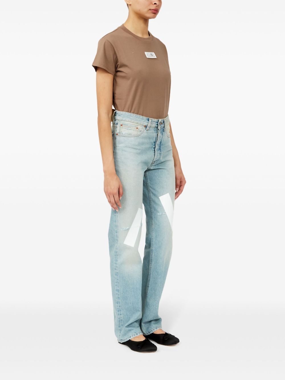 distressed straight jeans - 3