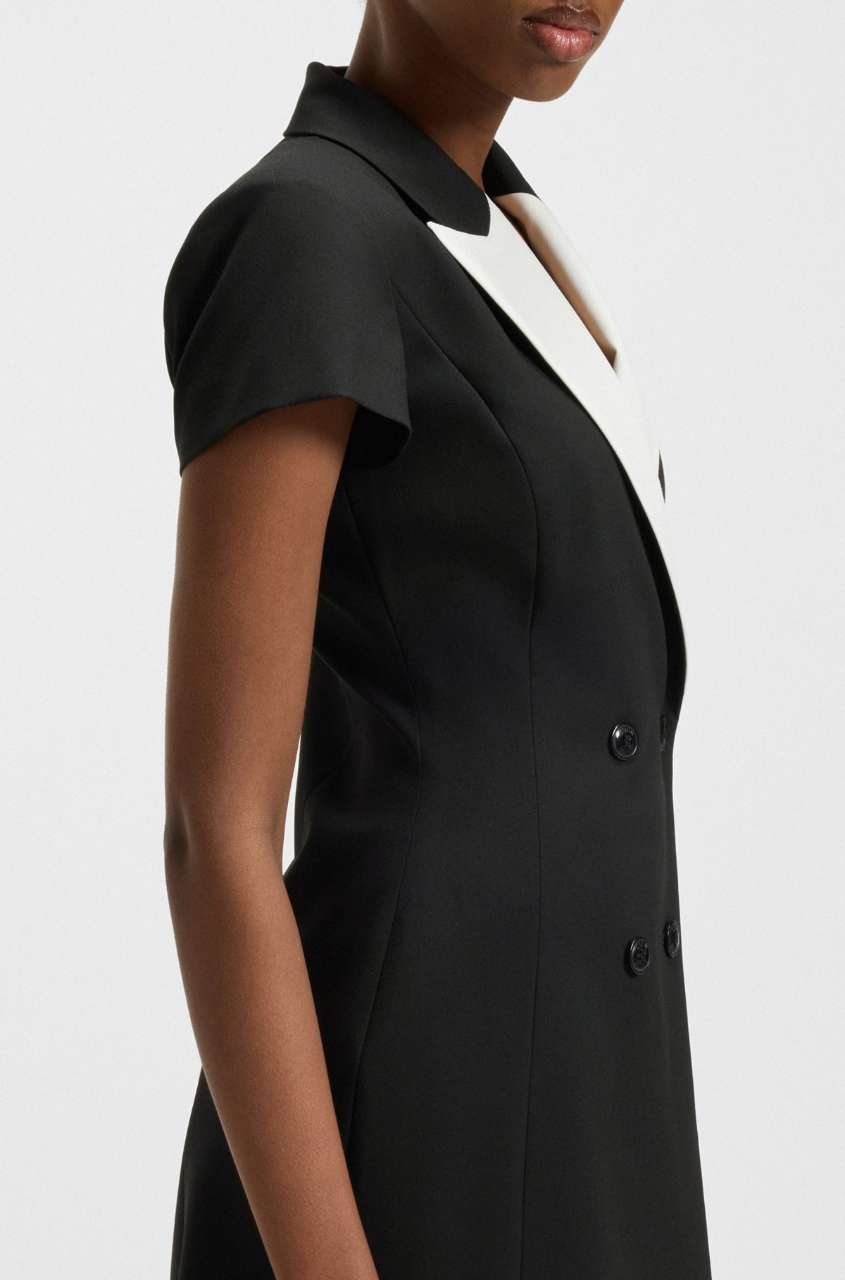 BLAZER-STYLE DRESS WITH CONTRAST LAPELS - 6