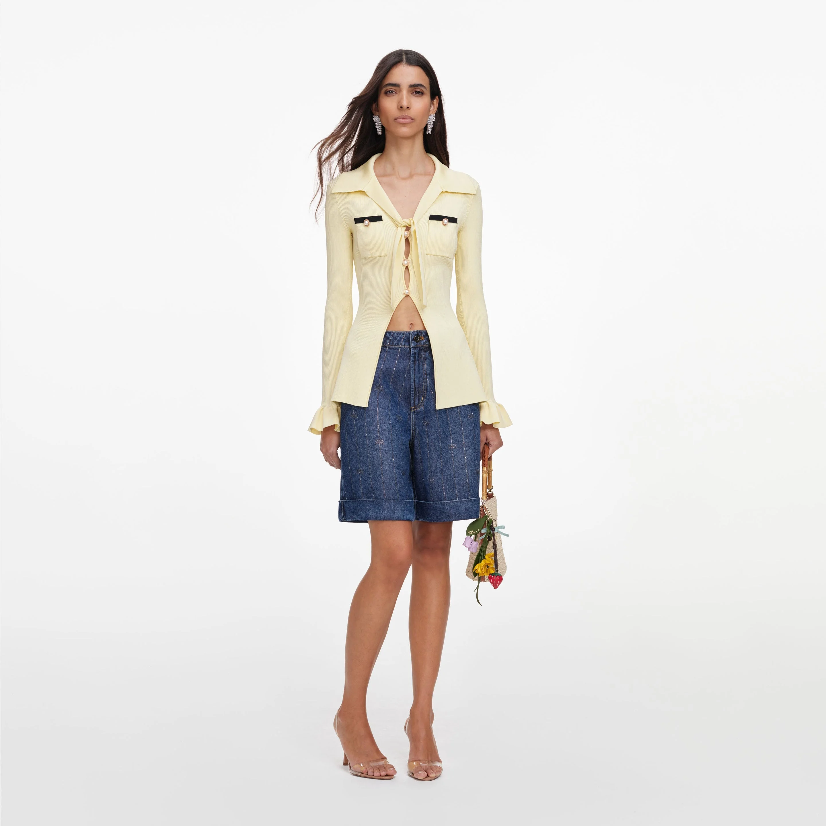 Yellow Viscose Knit Tie Top - 1