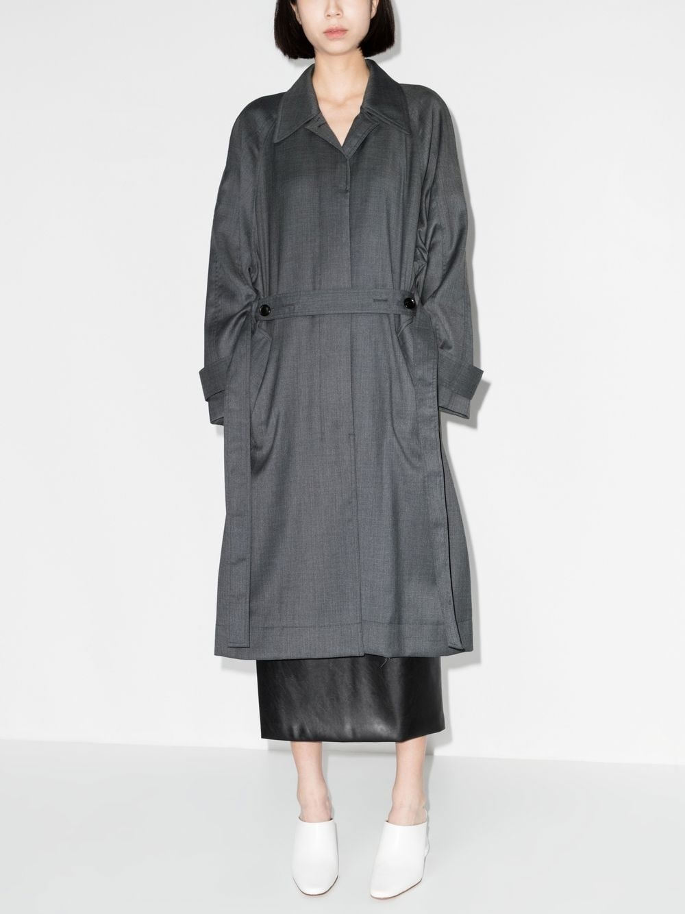 belted single-breasted trench coat - 2