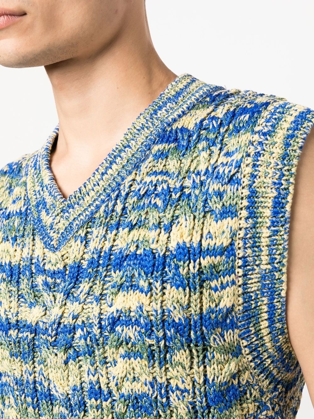 abstract-knit V-neck vest - 5