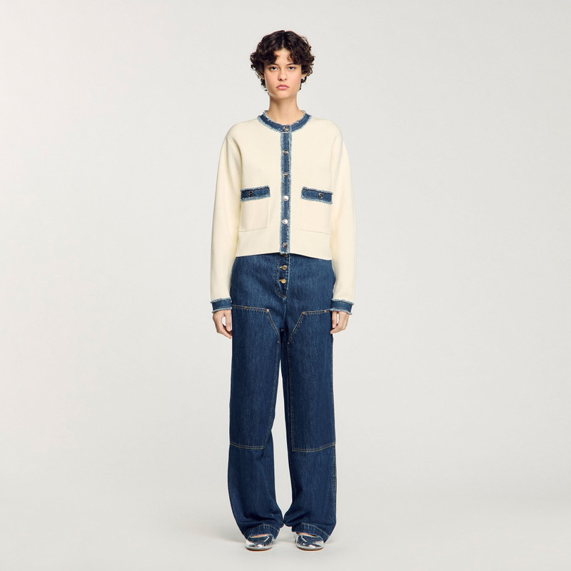 Sandro CARDIGAN WITH DENIM DETAILS outlook