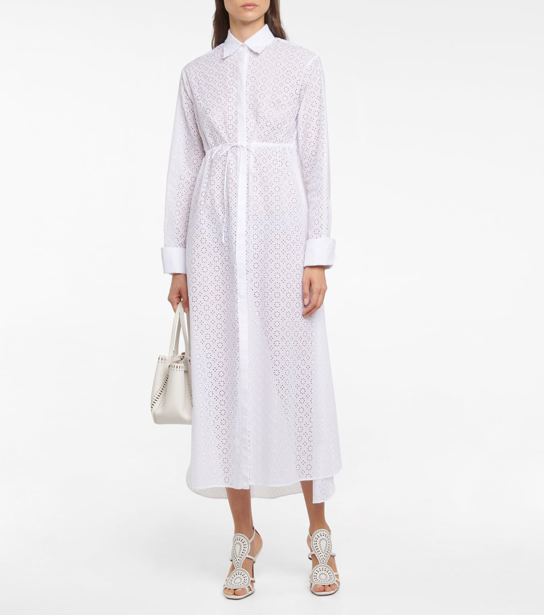 Broderie anglaise cotton midi dress - 2