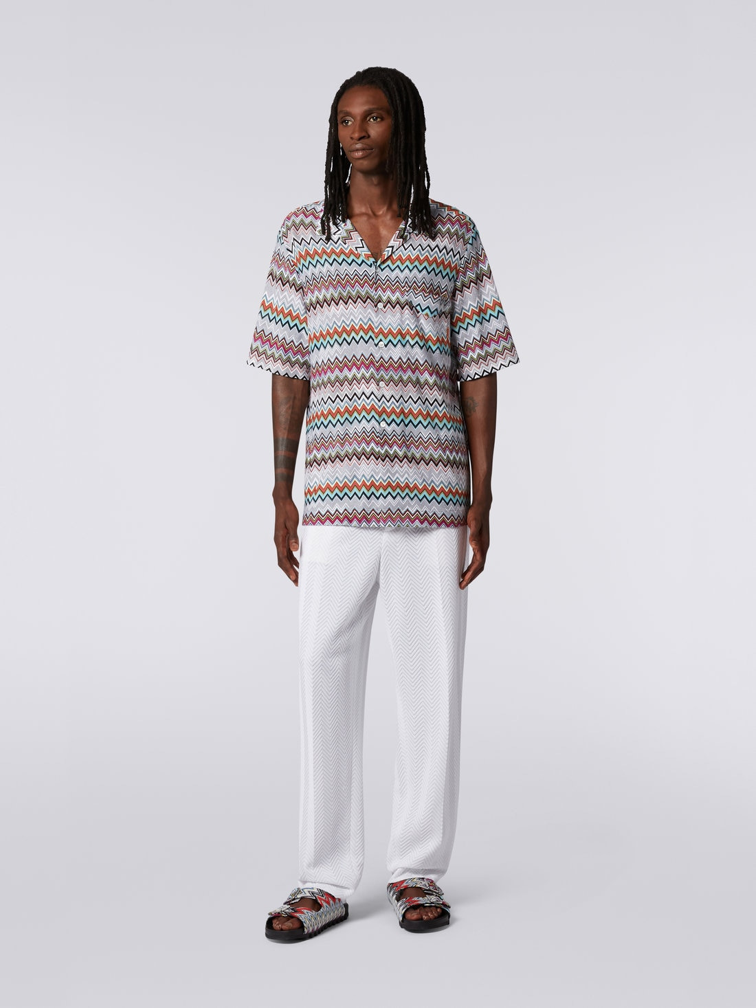 Short-sleeved cotton and viscose bowling shirt - 2