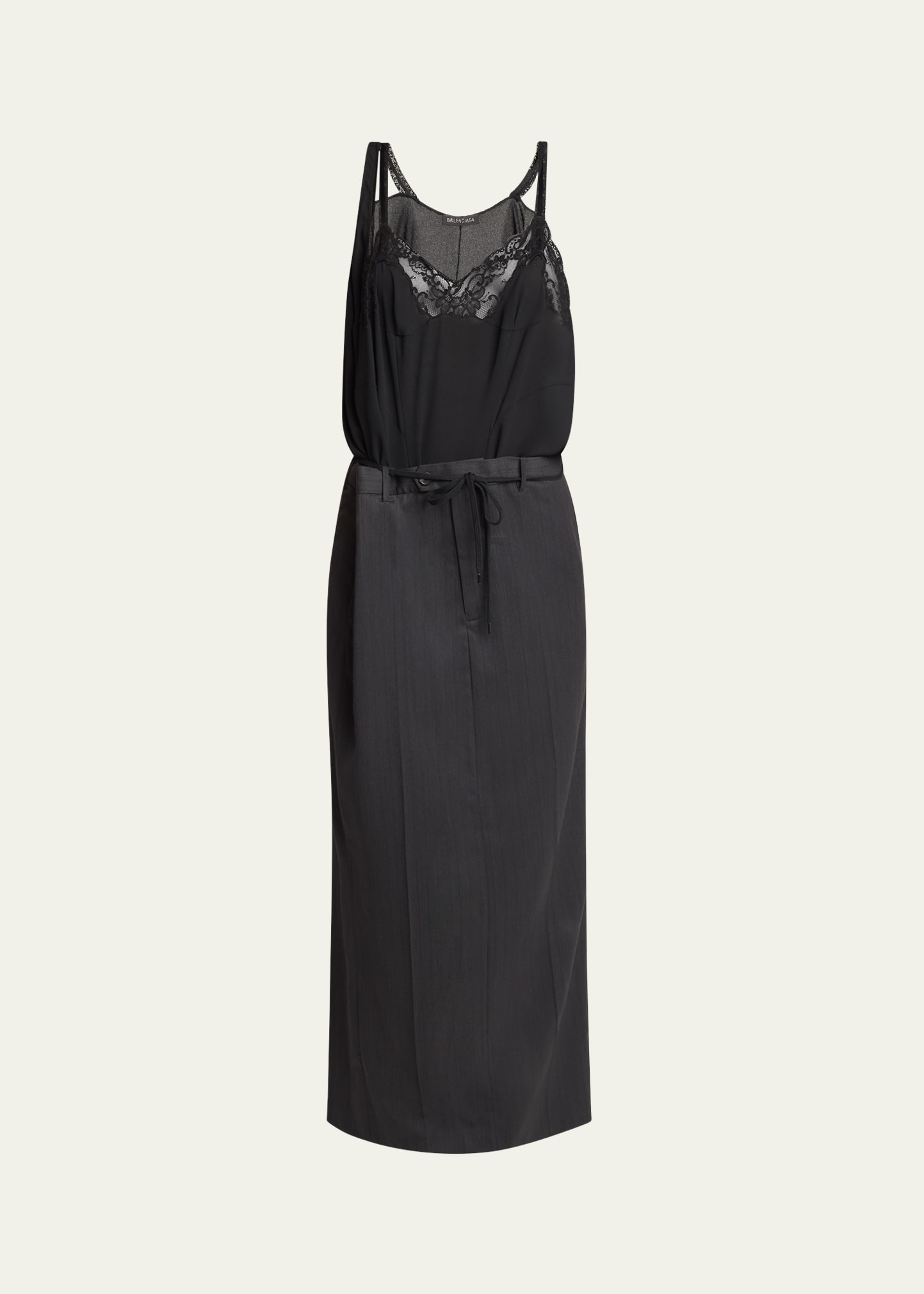 Long Hybrid Belted Slip Dress - 1