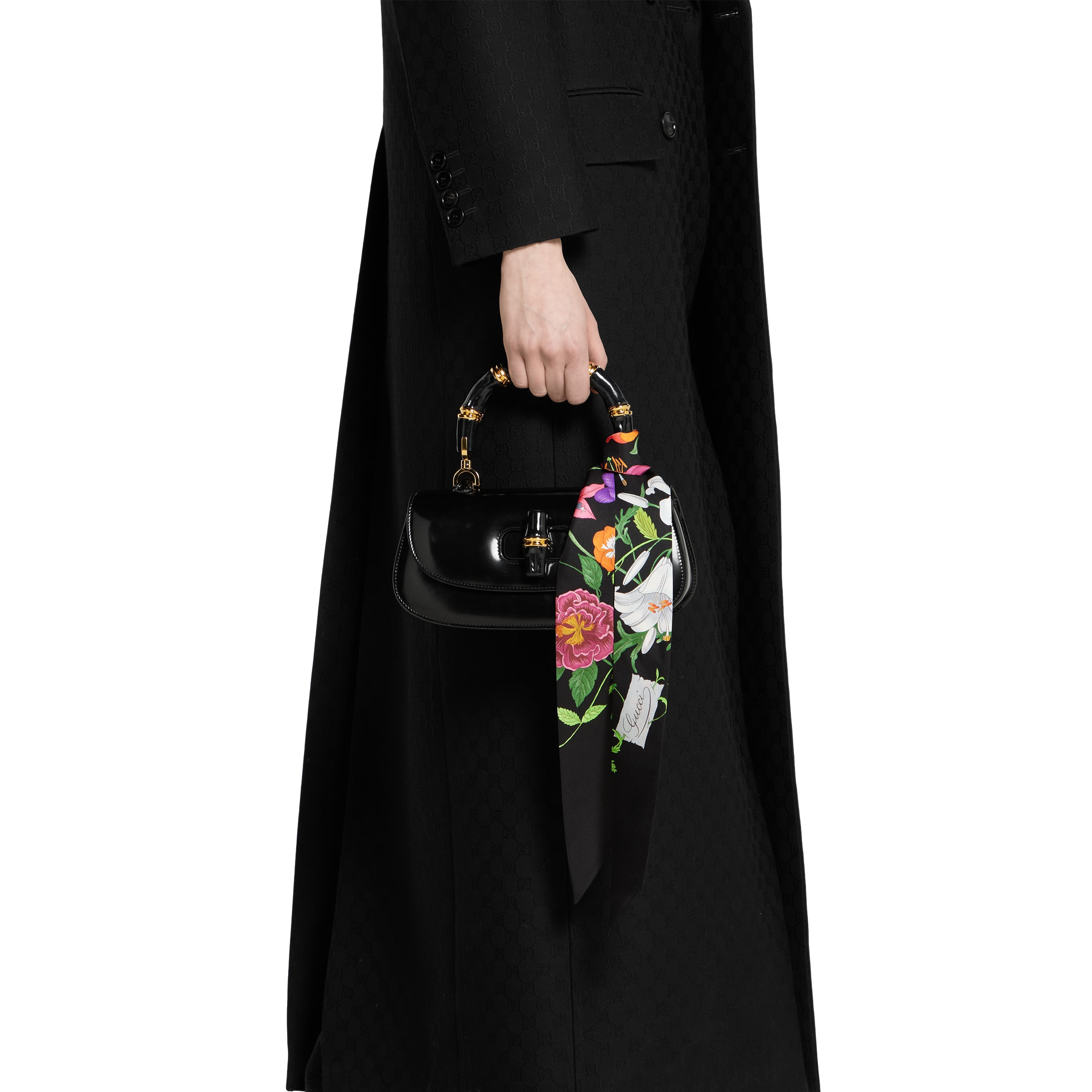 Printed silk twill neck bow - 4