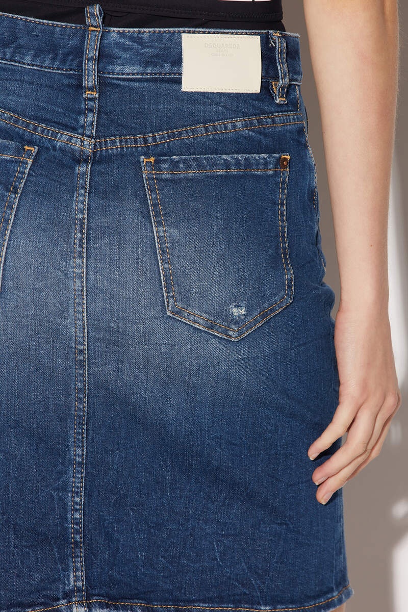 MEDIUM CLEAN WASH DENIM PENCIL MINI SKIRT - 5