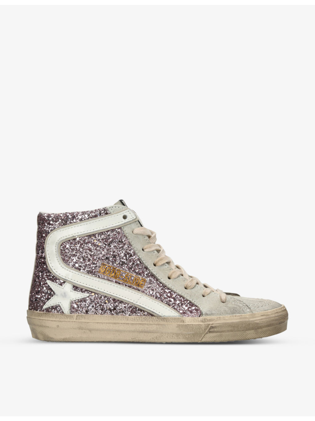 Slide glitter-embellished suede high-top trainers - 1