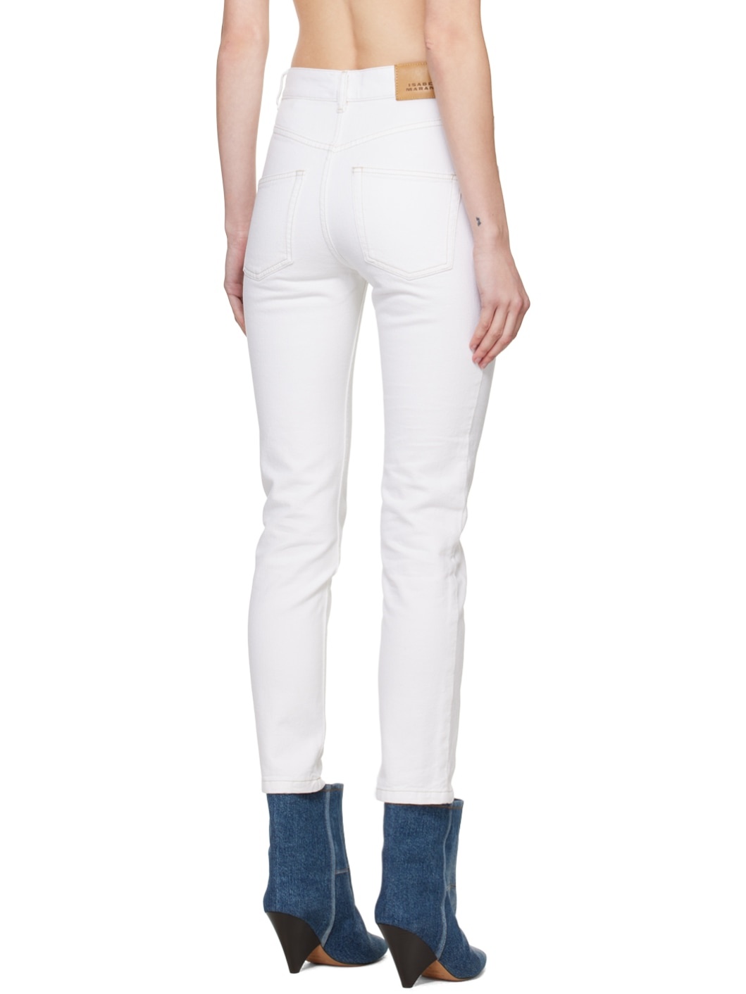 White Straight-Leg Jeans - 3