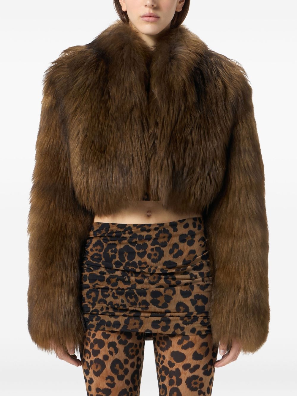 cropped fur jacket - 3