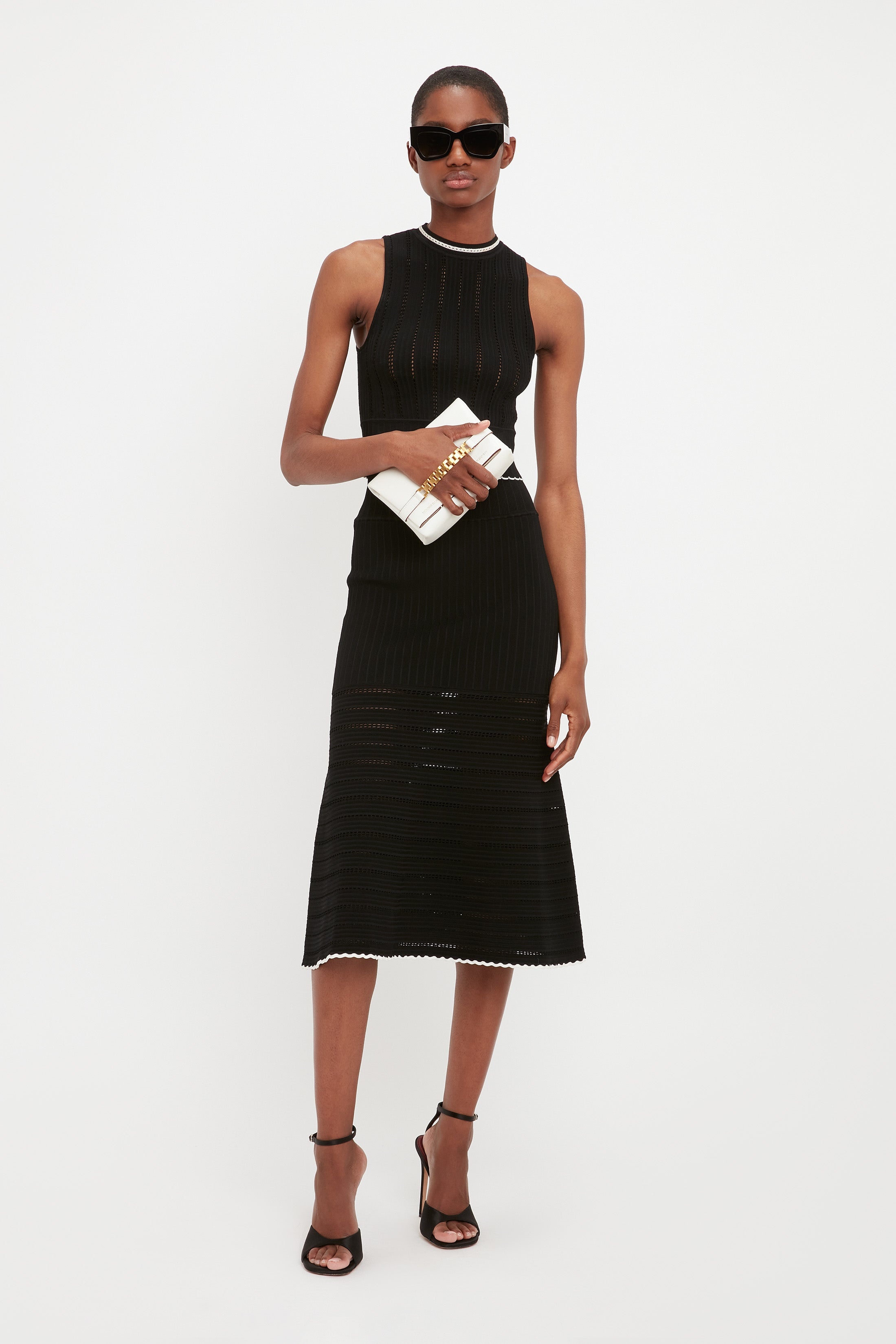 Victoria Beckham Flared Midi Skirt In Black | REVERSIBLE