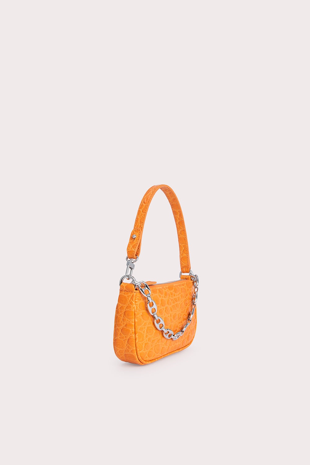 Mini Rachel Orange Circular Croco Embossed Leather - 2