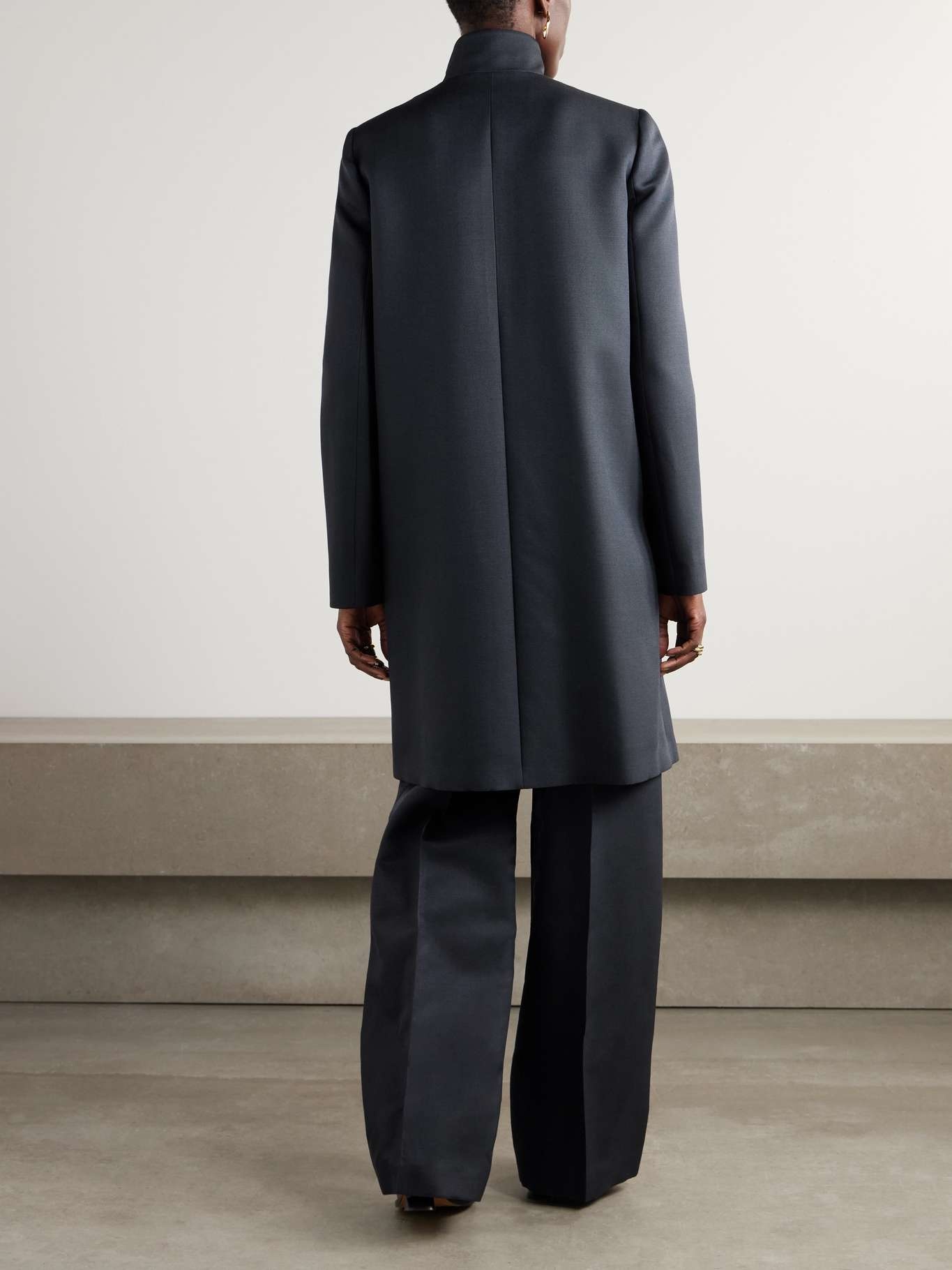 Danny wool and silk-blend coat Navy - 4