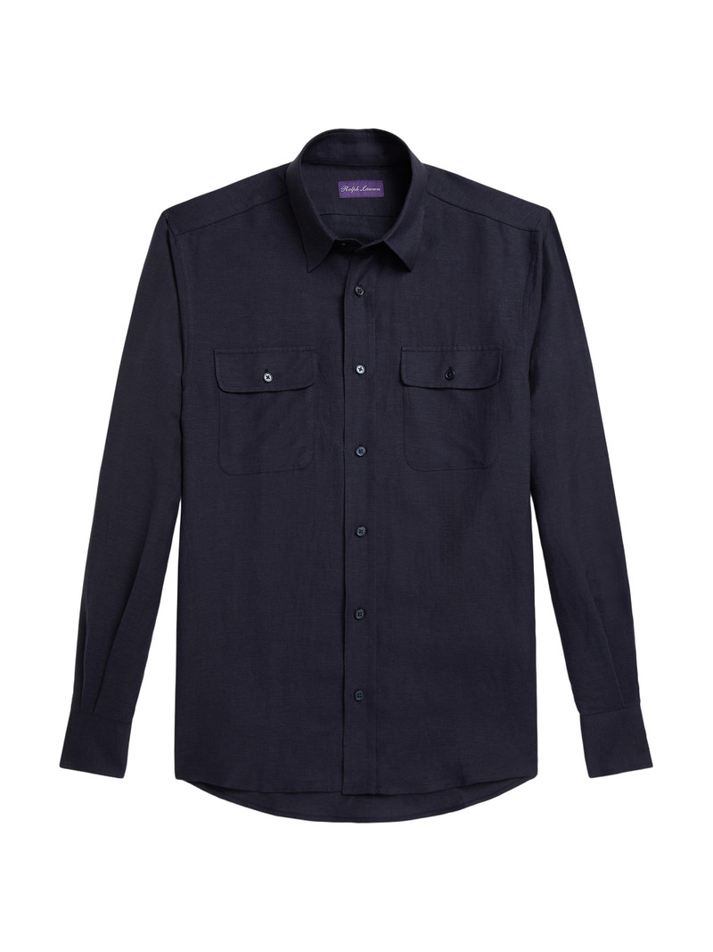 Men's Silk-Linen Shirt - Classic Chairman Navy 1