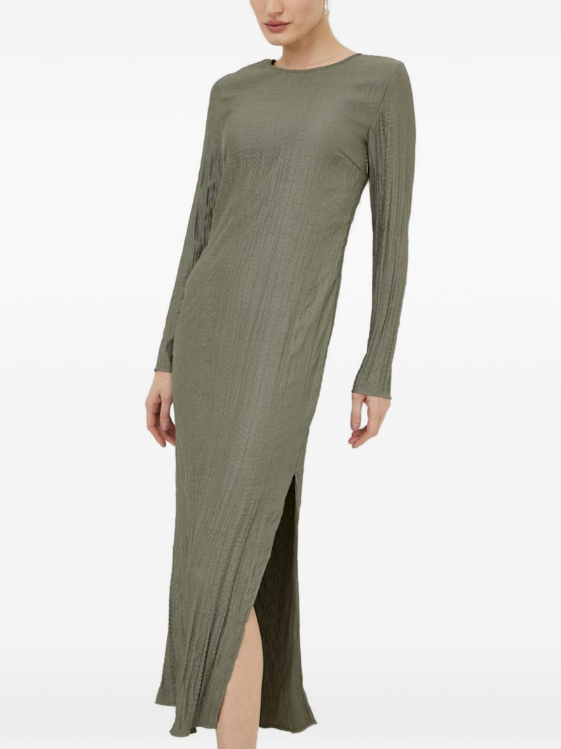 textured long-sleeve midi dress 3