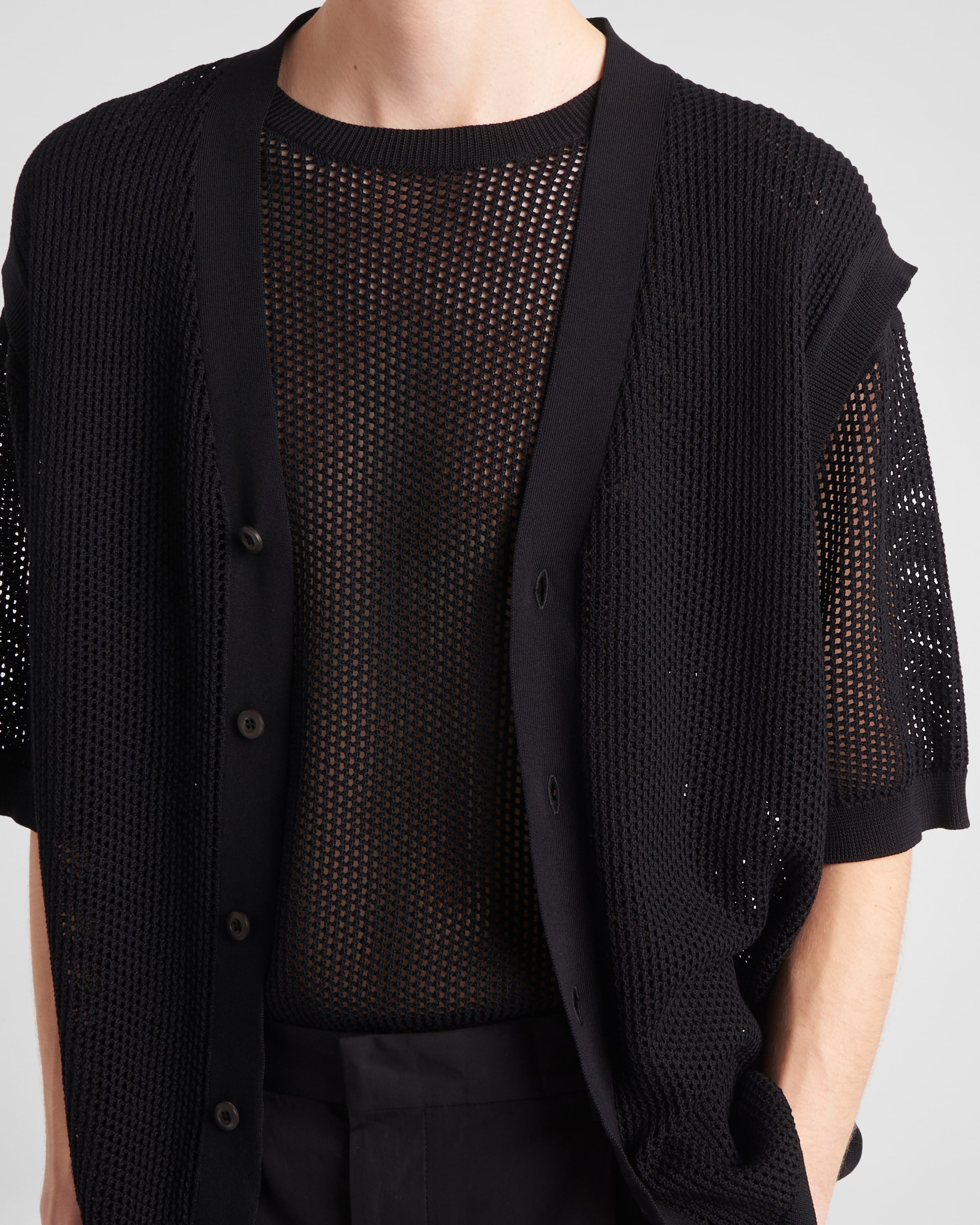 Sleeveless silk and cotton cardigan - 3