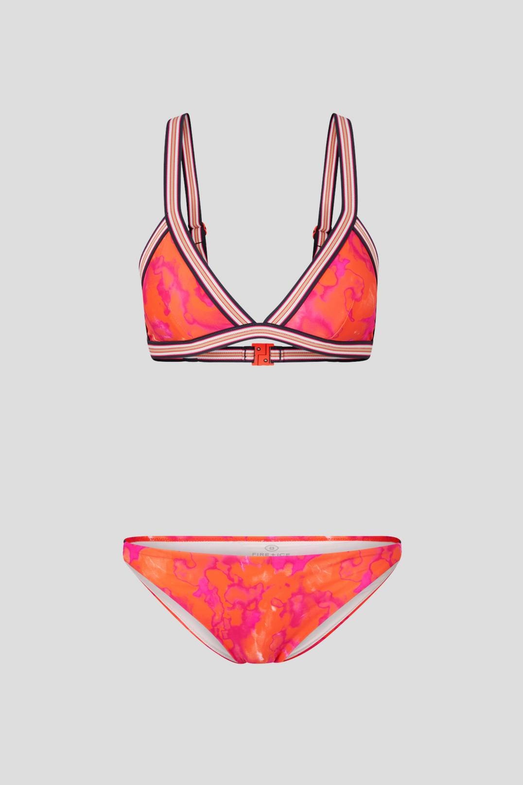 CLAUDINE TRIANGLE BIKINI SET IN ORANGE/PINK - 1