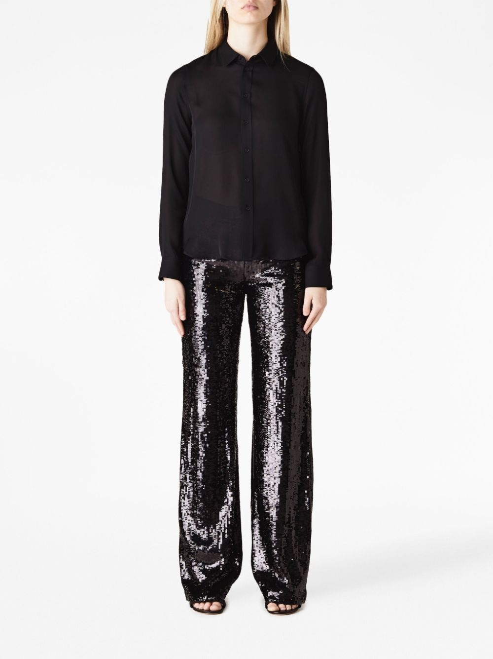 sequin-embellished flared trousers - 2