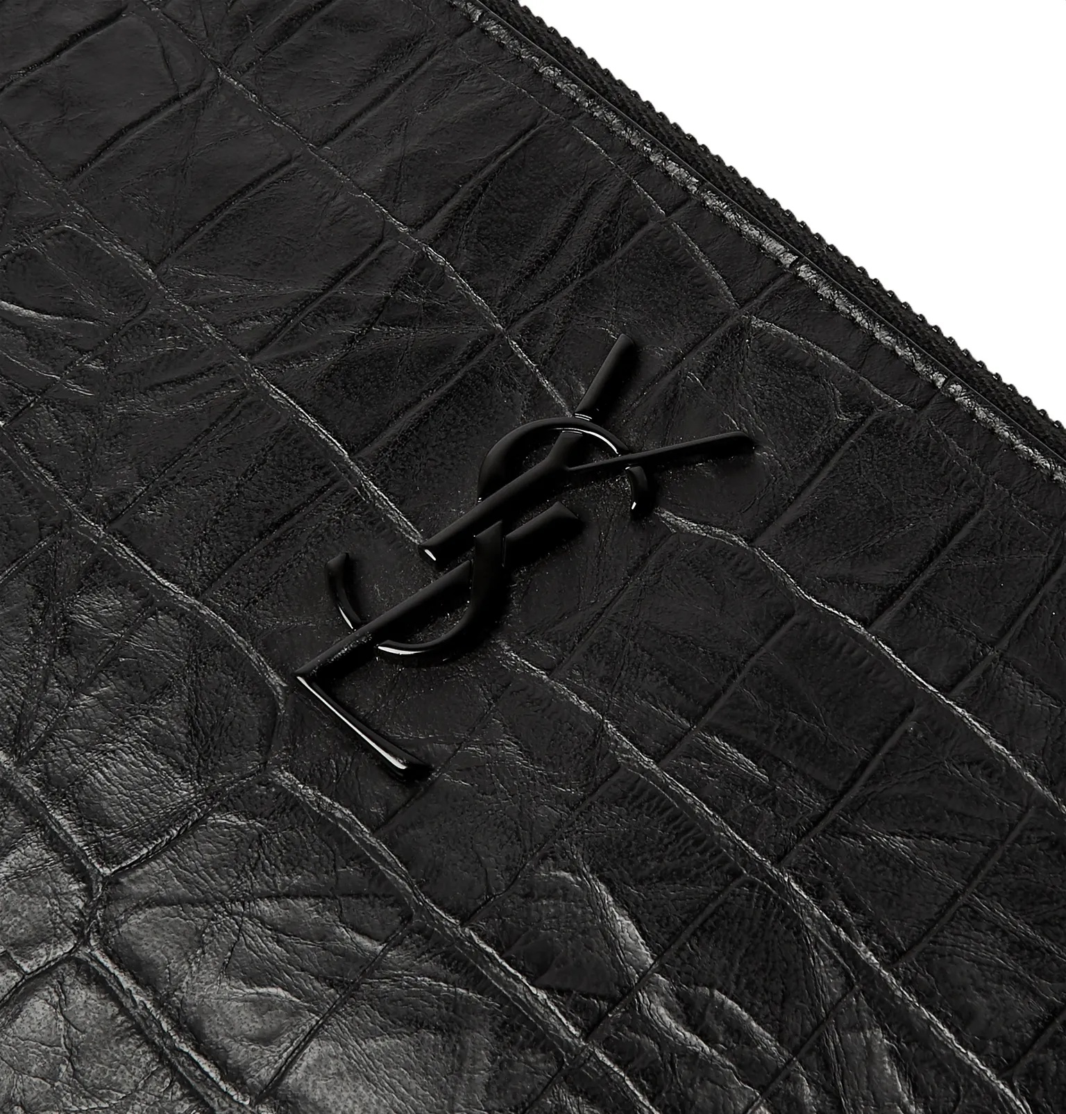 Logo-Appliquéd Croc-Effect Leather Pouch - 5