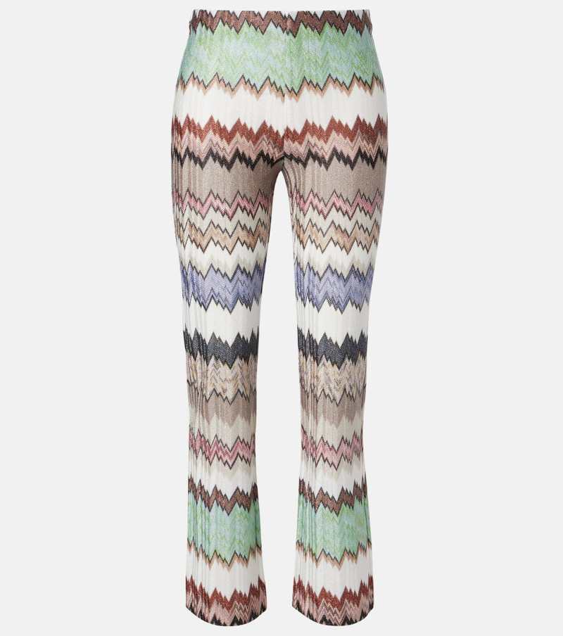Zigzag lamé cropped straight pants 1