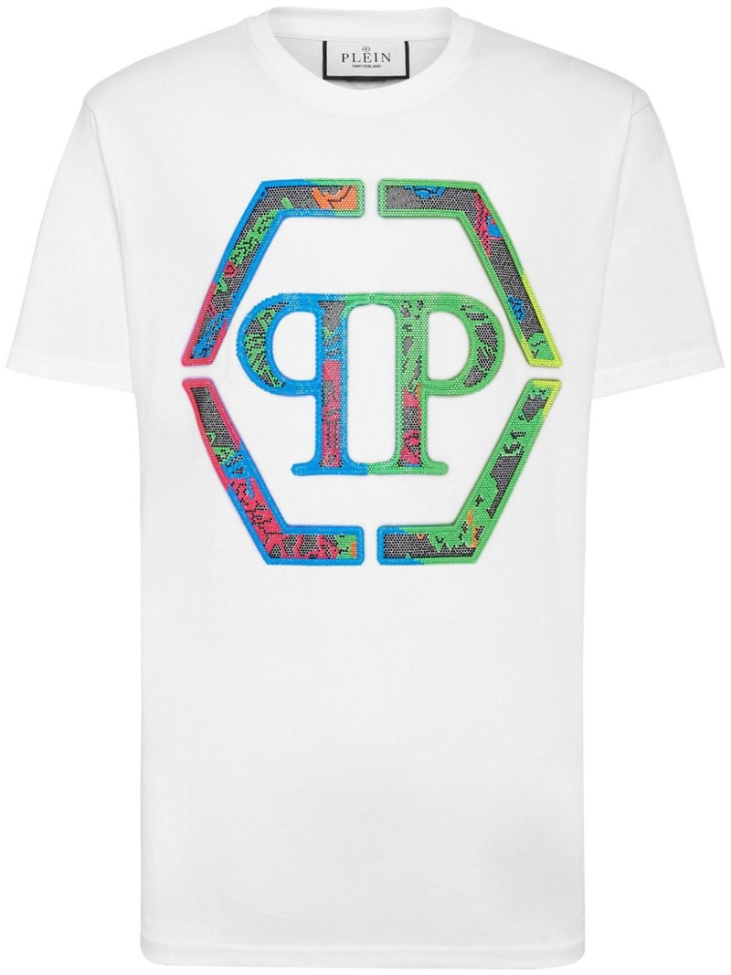 logo crystal-embellished cotton T-shirt 1
