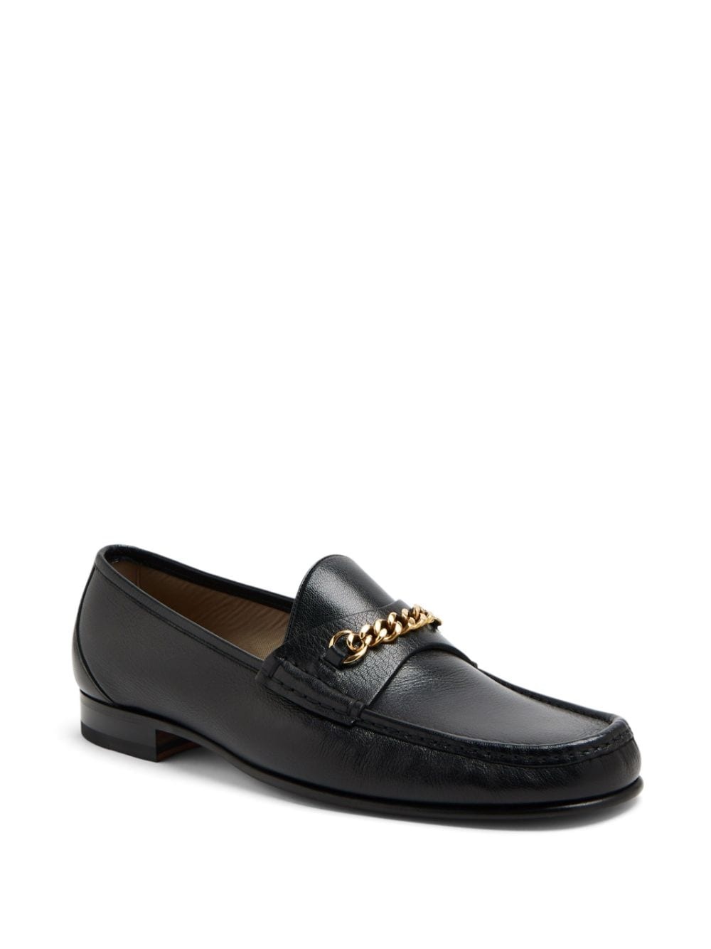 chain-link leather loafers - 2